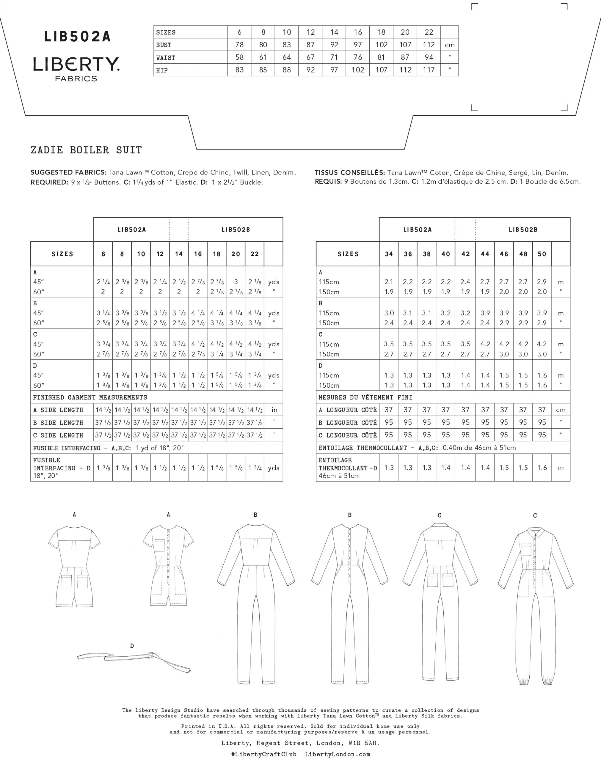 Liberty Sewing Patterns Zadie Boiler Suit - Image 4