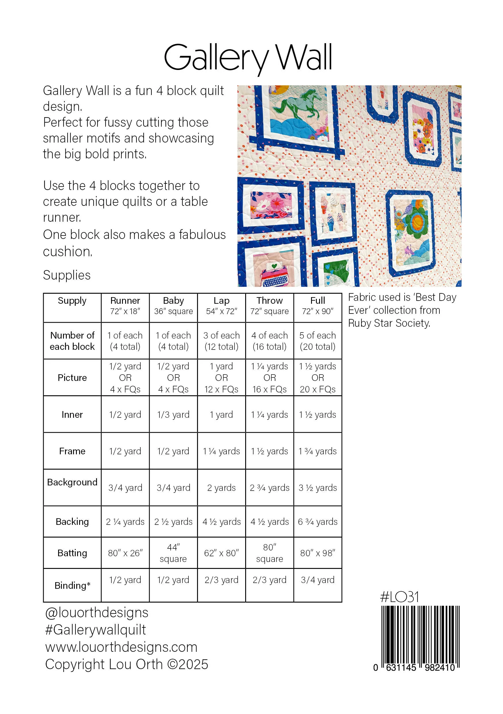 Lou Orth Designs Gallery Wall Quilt PDF - Image 7