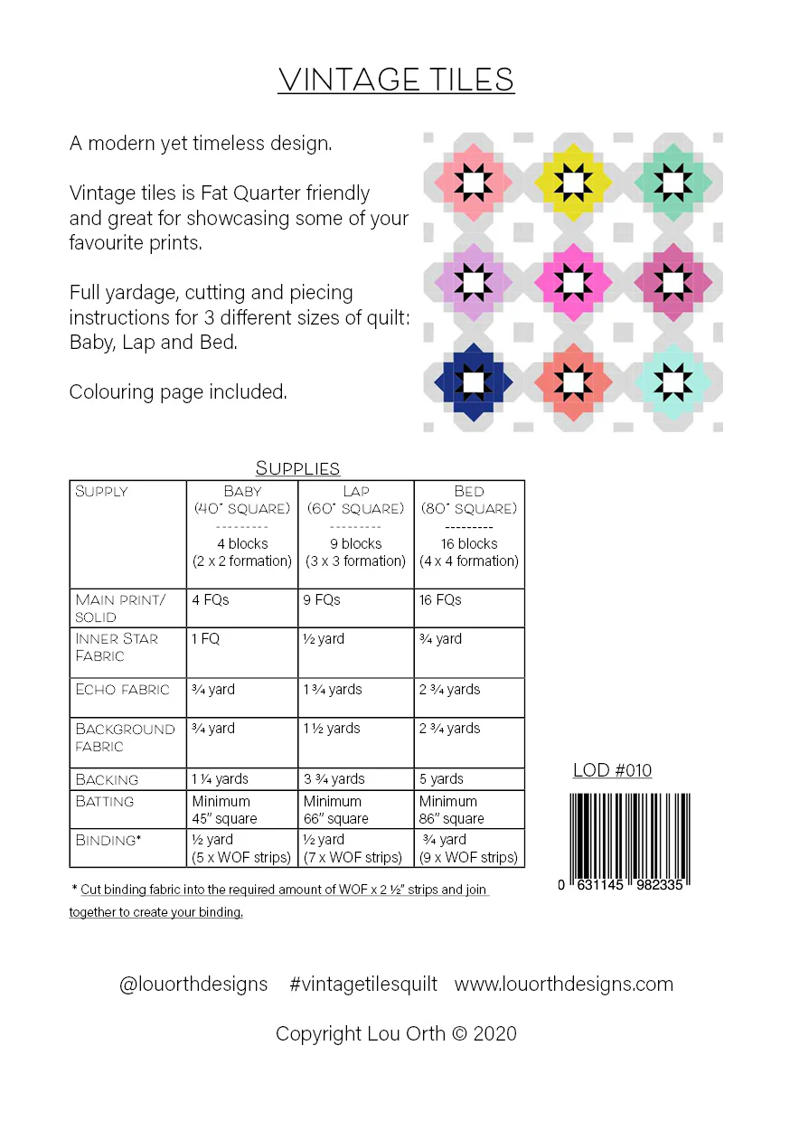 Lou Orth Designs Vintage Tiles Quilt PDF - Image 7