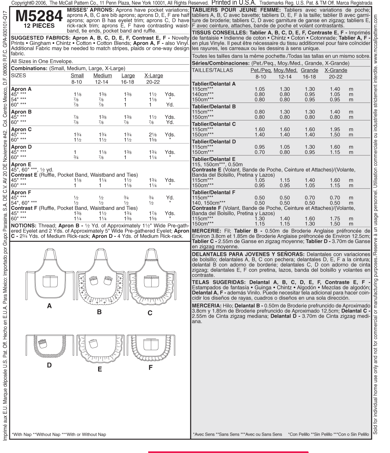 McCalls Aprons M5284 - Image 9