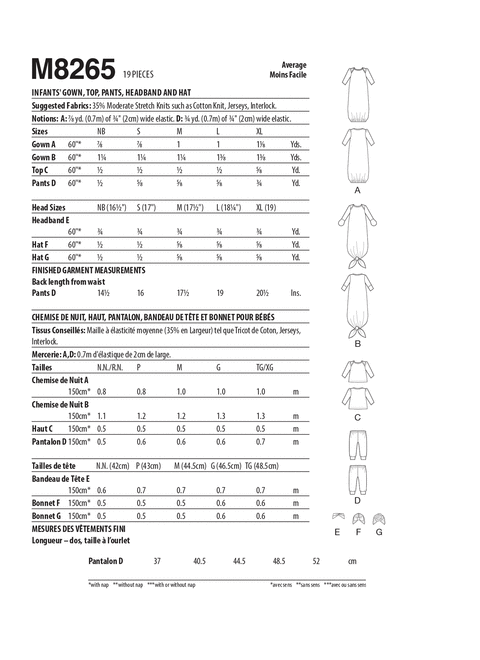 McCalls Babies Gown, Top and Trousers M8265 - Image 9