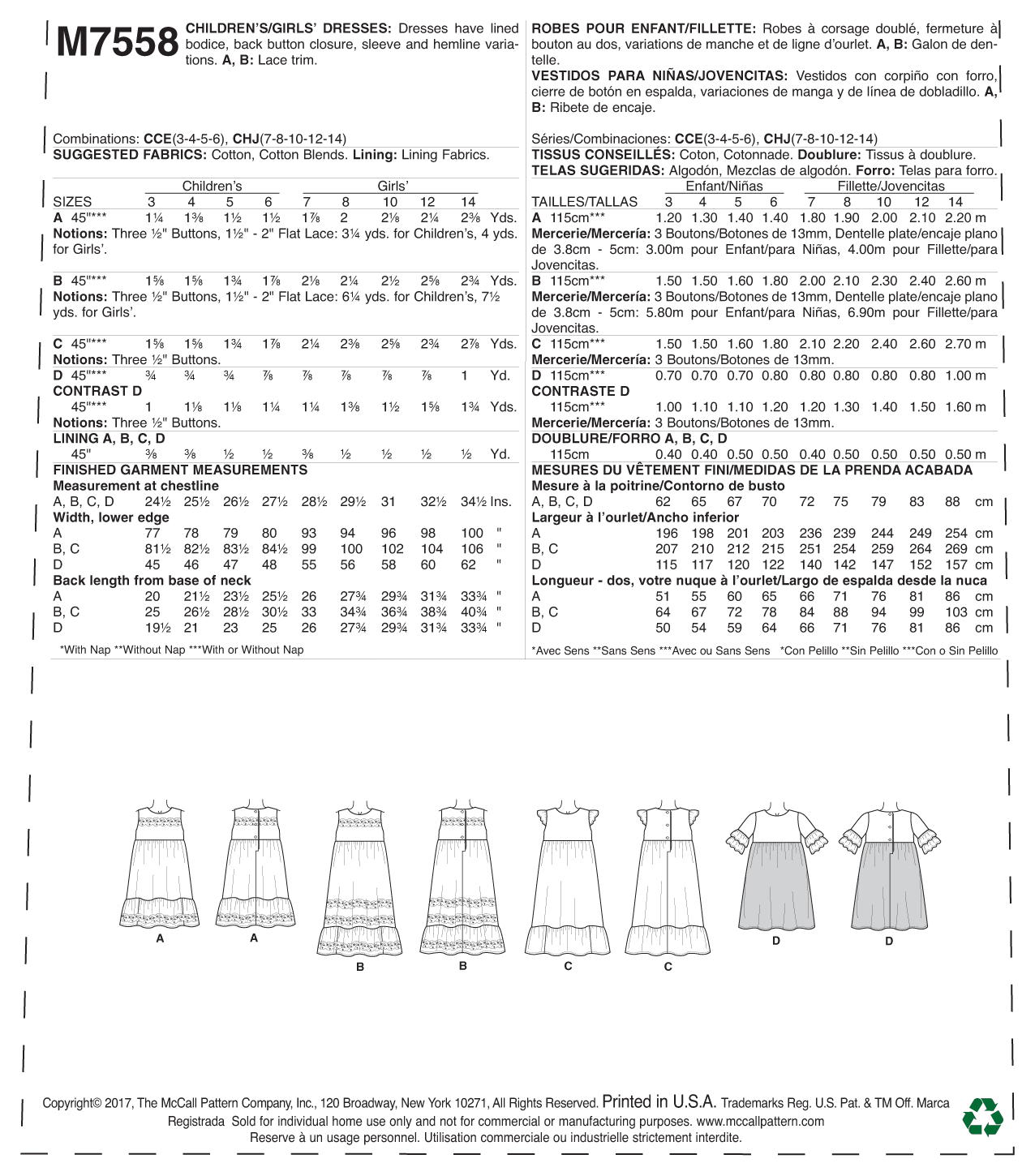 McCalls Child/Teen Dresses M7558 - Image 10