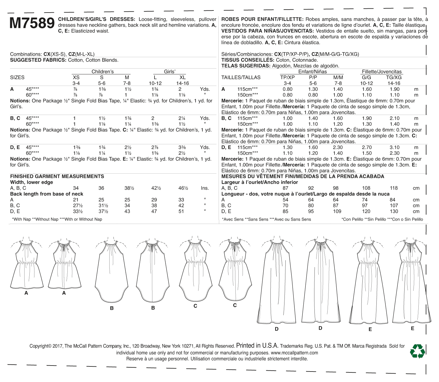 McCalls Child/Teen Dresses M7589 - Image 10