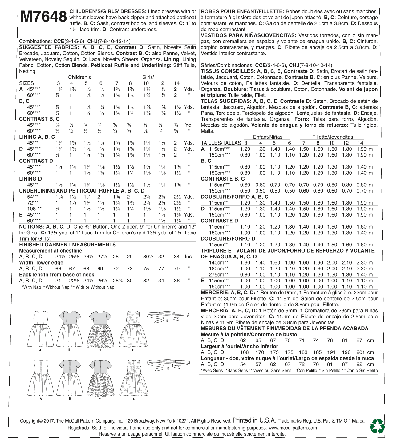 McCalls Child/Teen Dresses M7648 - Image 9