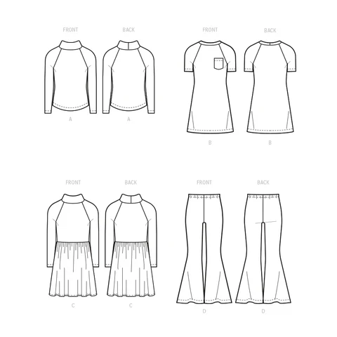 McCalls Child/Teen Knit Top, Dresses and Trousers M8353 - Image 9
