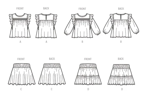 McCalls Child/Teen Top and Skirt M8373 - Image 9
