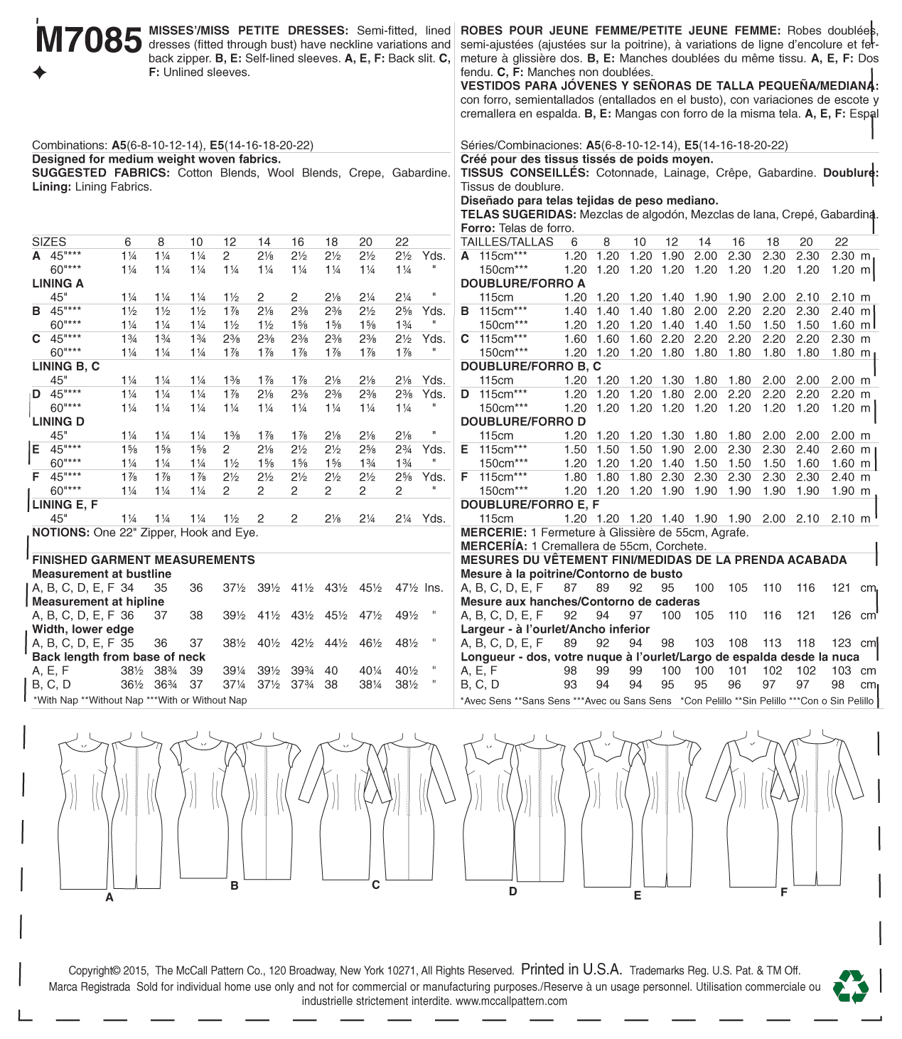 McCalls Dresses M7085 - Image 5