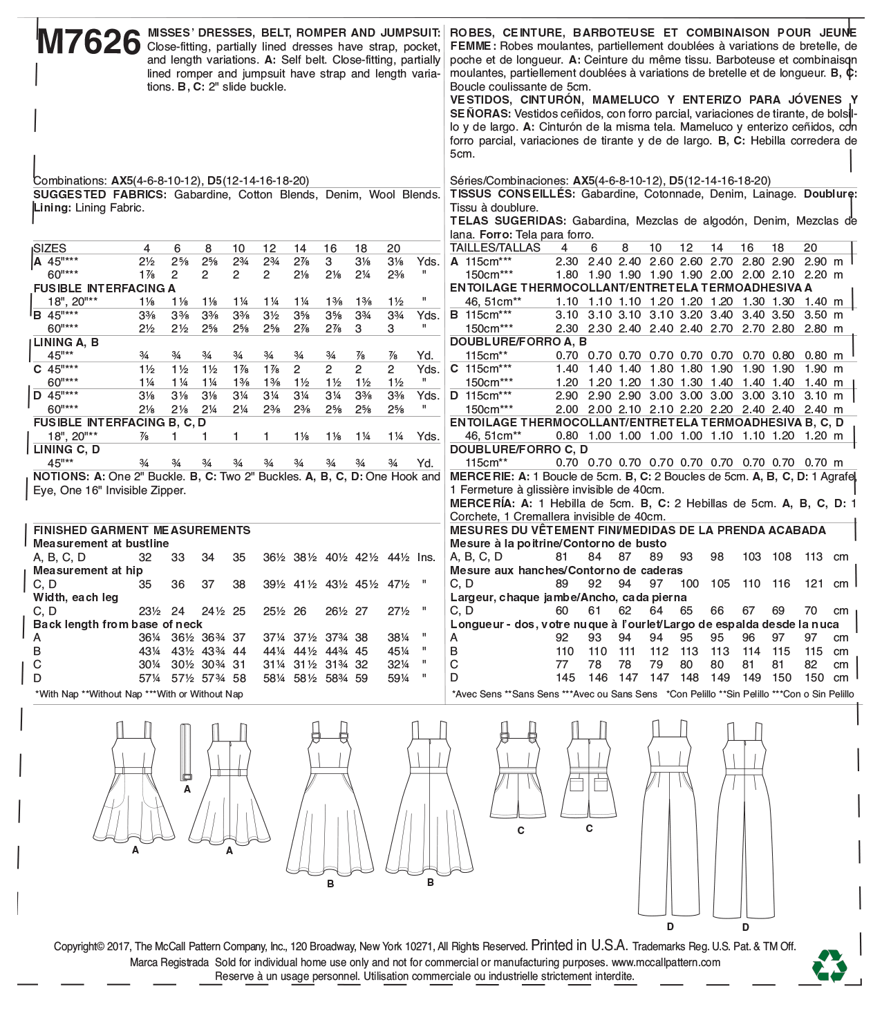 McCalls Dresses, Romper and Jumpsuit M7626 - Image 10