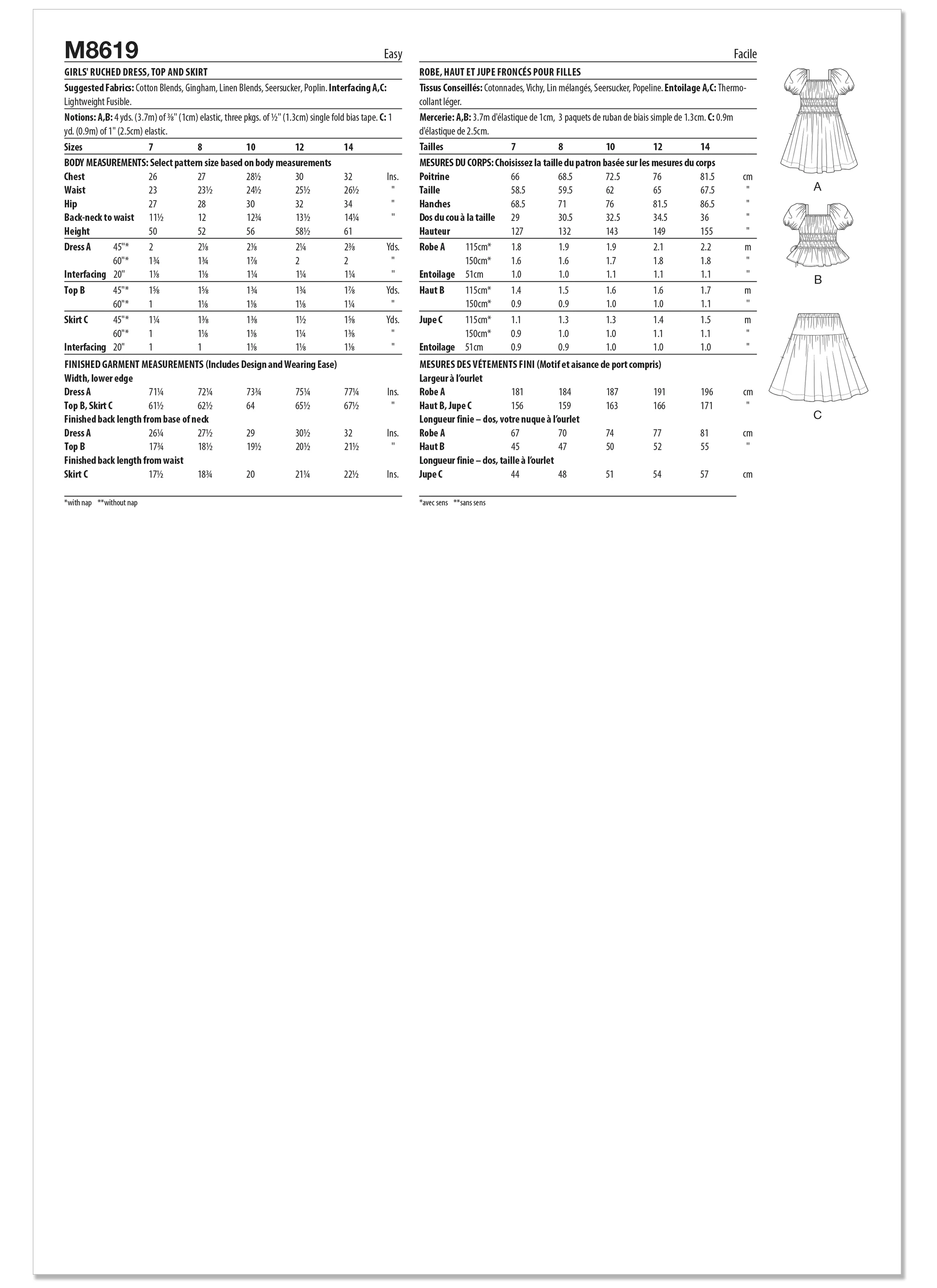 McCall's Girls' Ruched Dress, Top and Skirt M8619 - Image 10