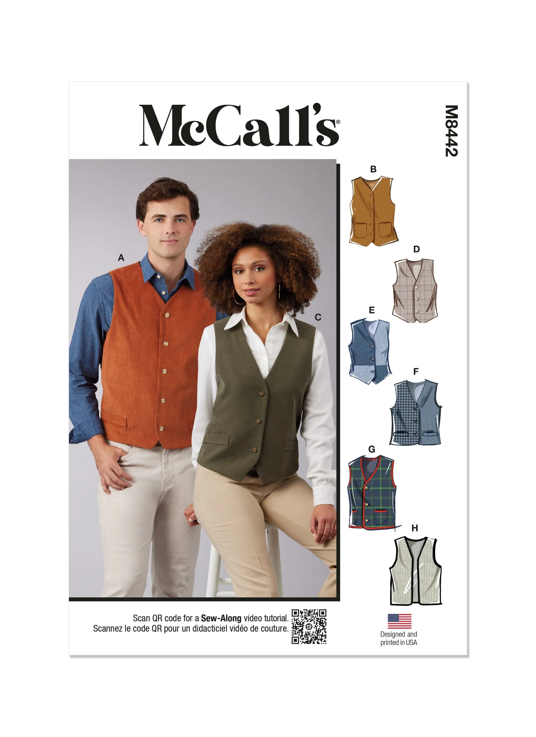 McCalls His & Hers Lined Vests/Waistcoats M8442 - Image 2