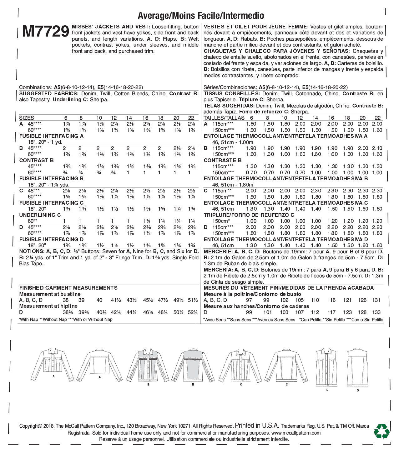 McCalls Jackets and Vest M7729 - Image 10