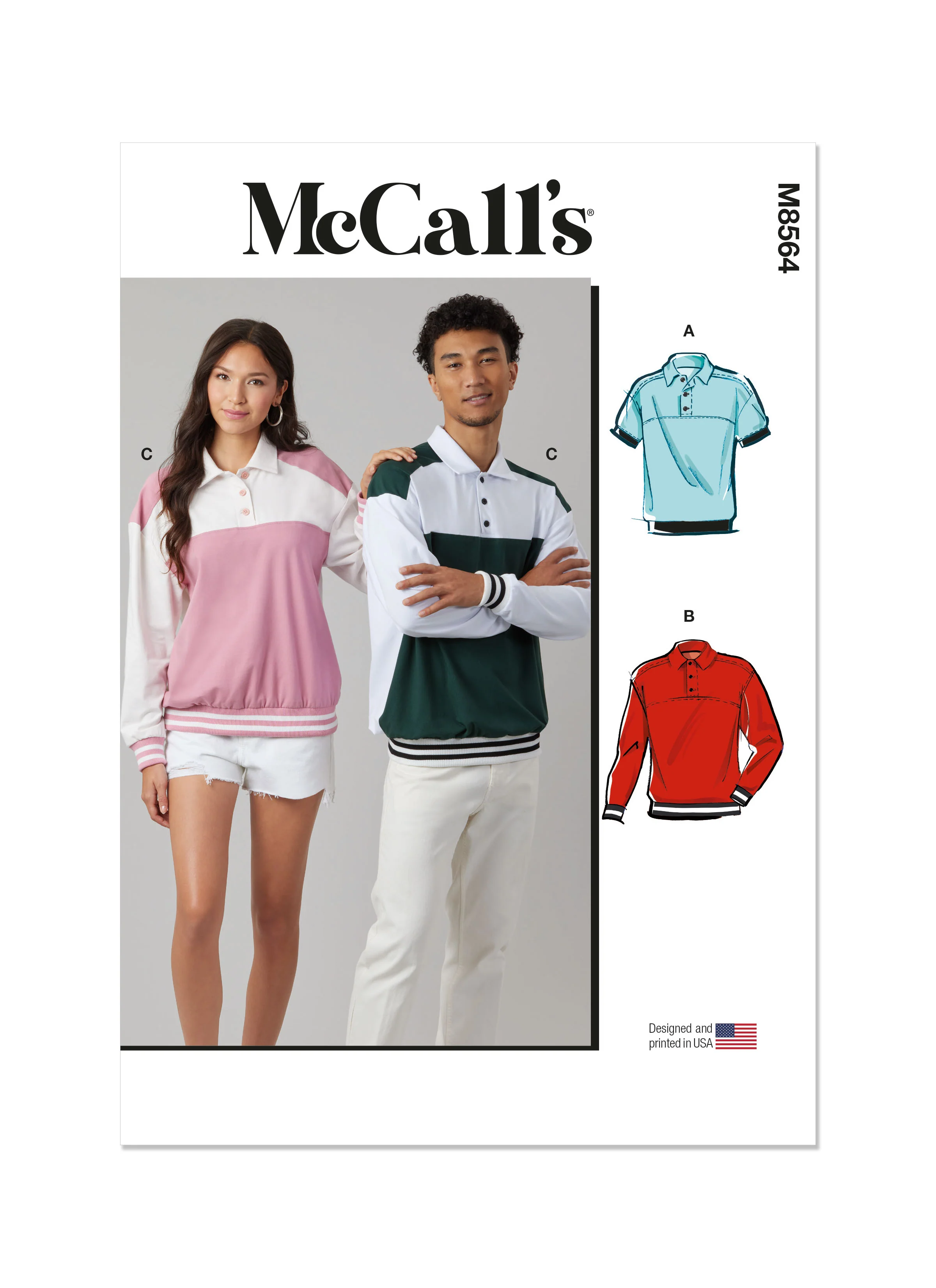 McCall's Unisex Knit Pullover Tops M8564 - Image 2
