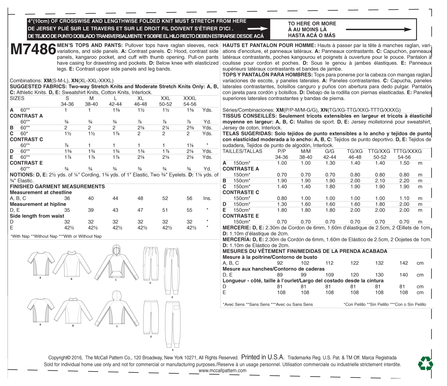 McCalls Men's Tops and Trousers M7486 - Image 9