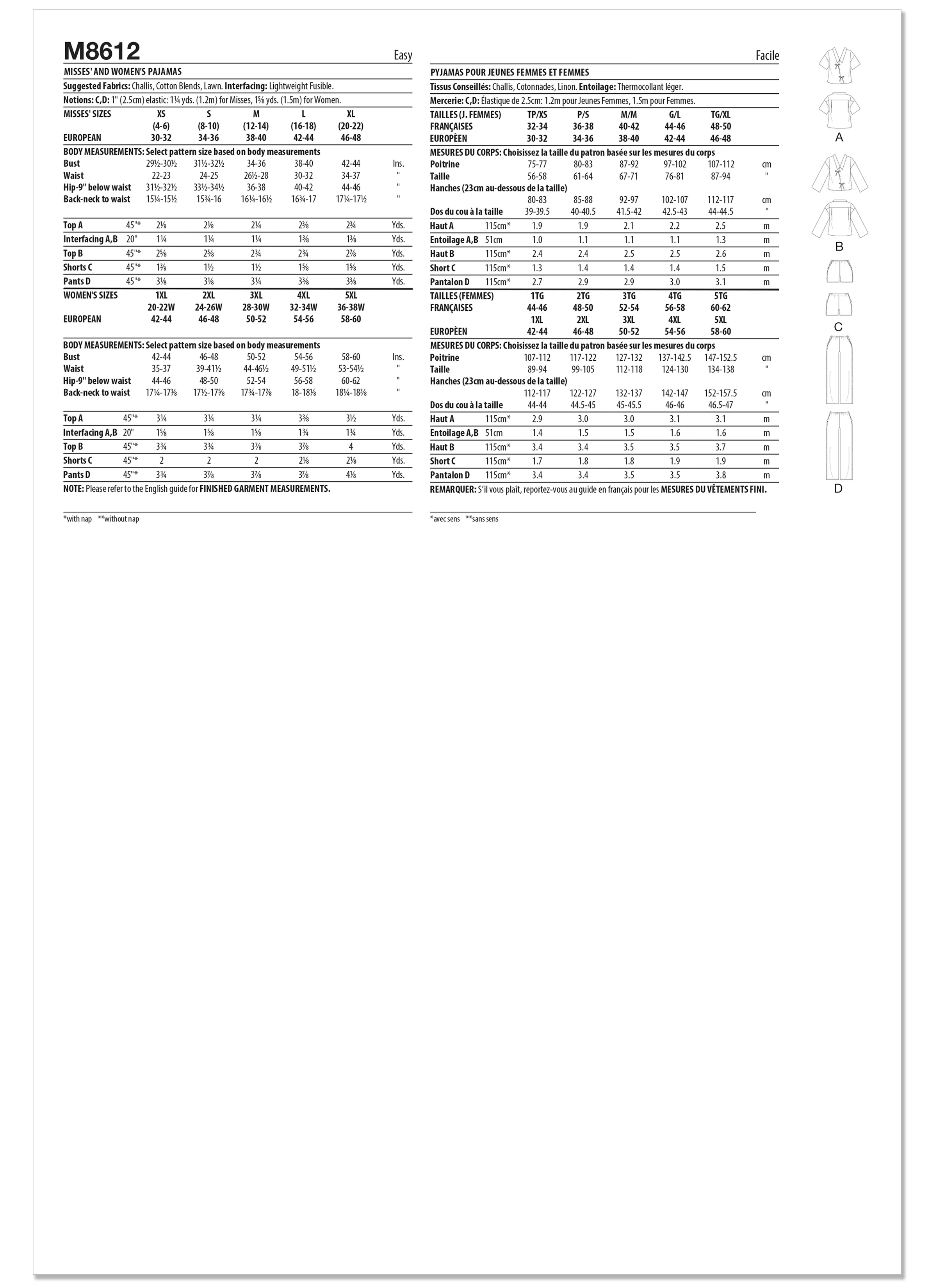 McCall's Misses' and Women's Pyjamas M8612 - Image 14