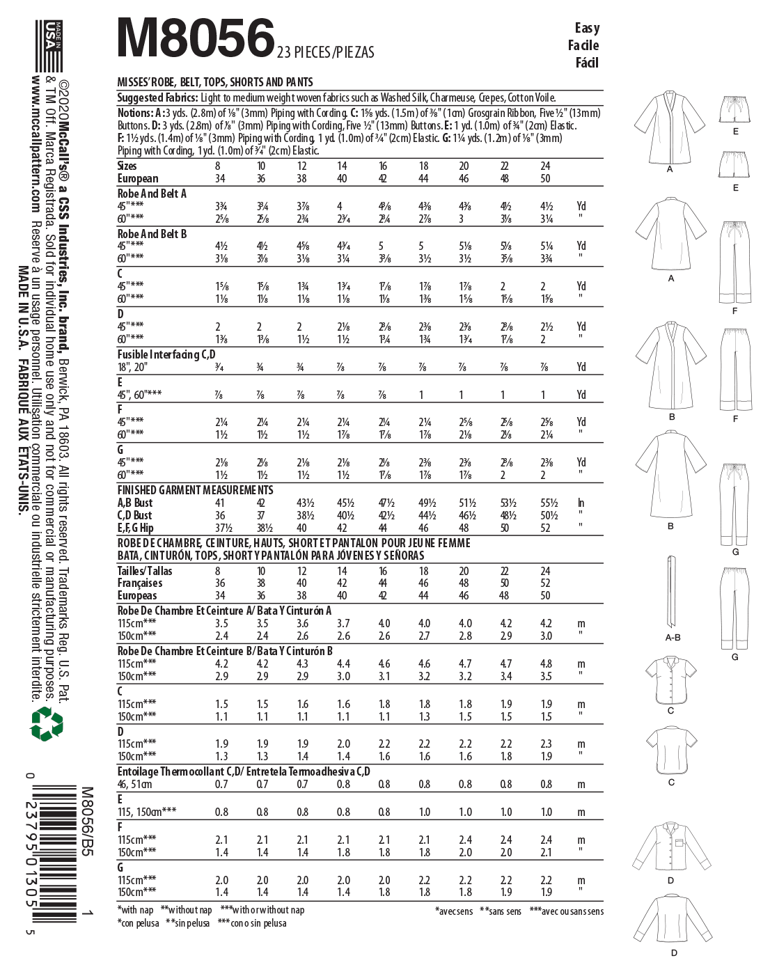 McCalls Nightwear M8056 - Image 6