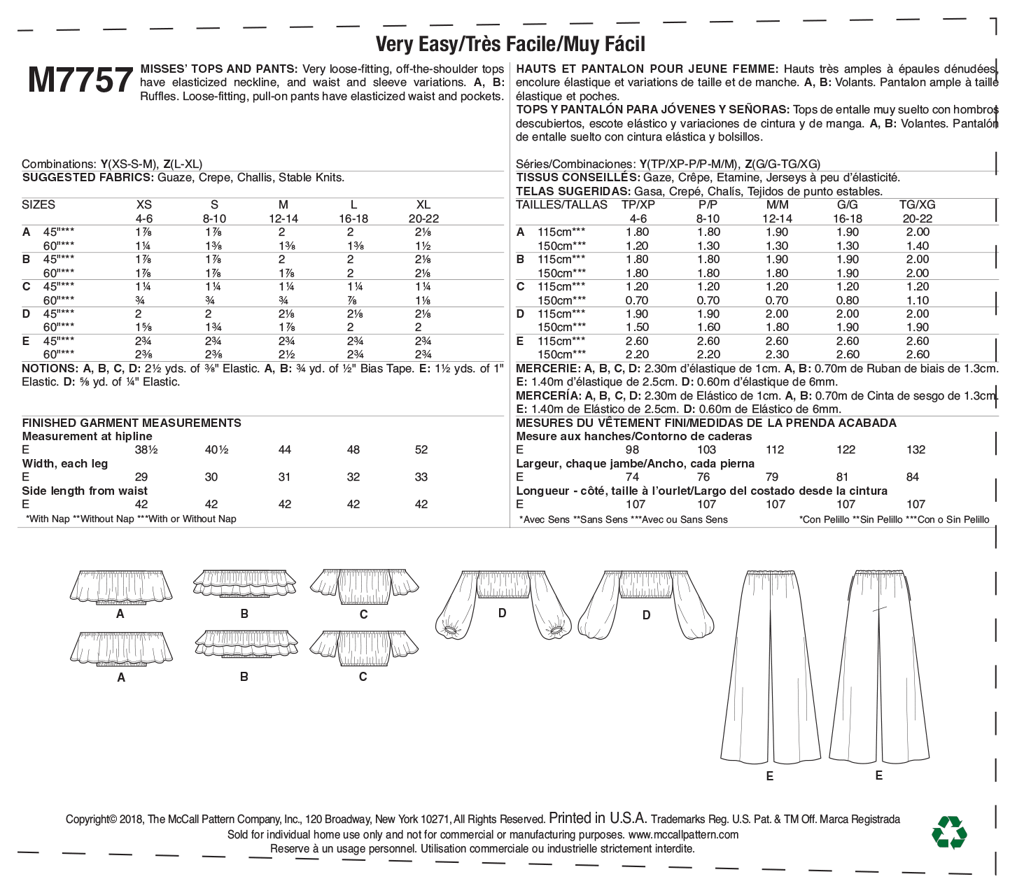McCalls Tops and Trousers M7757 - Image 11