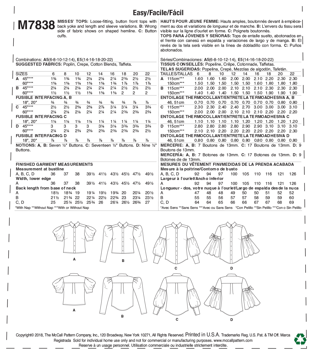 McCalls Tops M7838 - Image 8