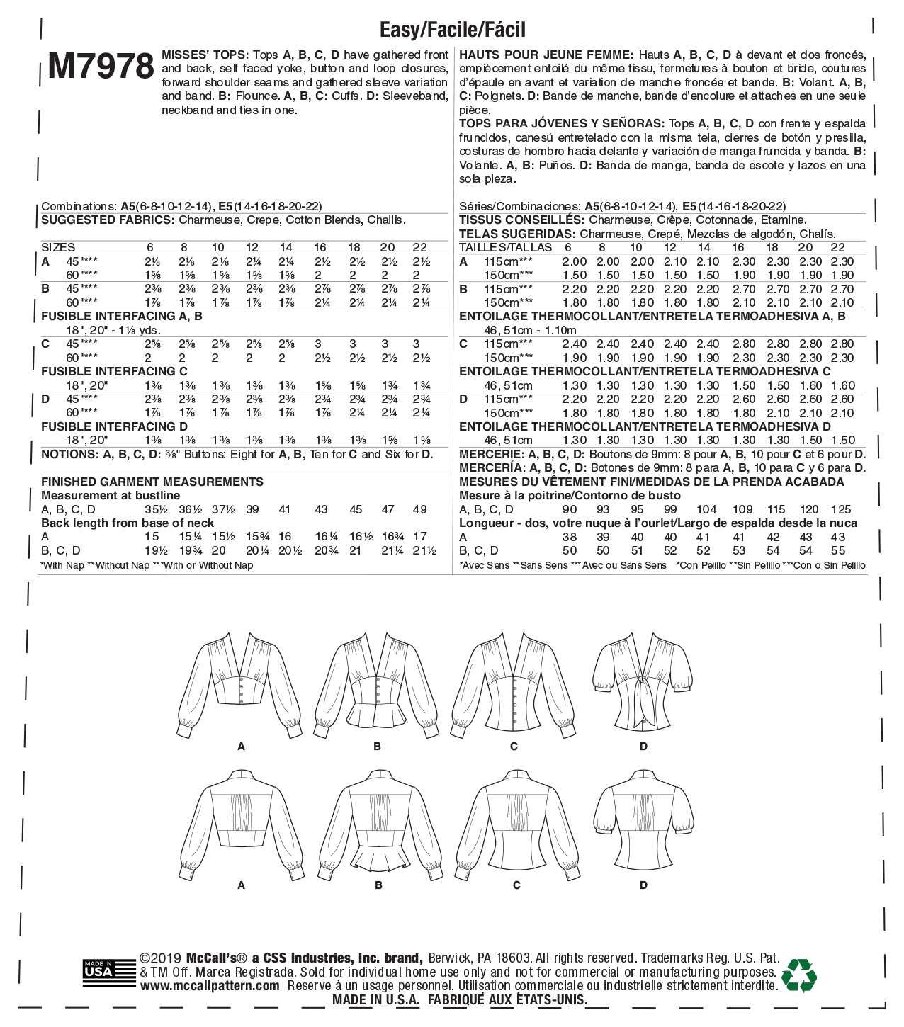 McCalls Tops M7978 - Image 9
