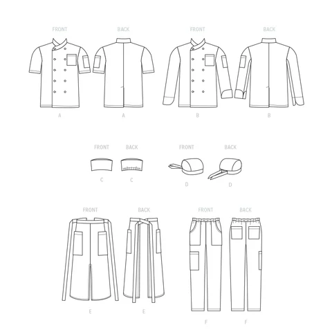 McCalls Unisex Chef Jacket, Pants, Apron and Cap M8332 - Image 8