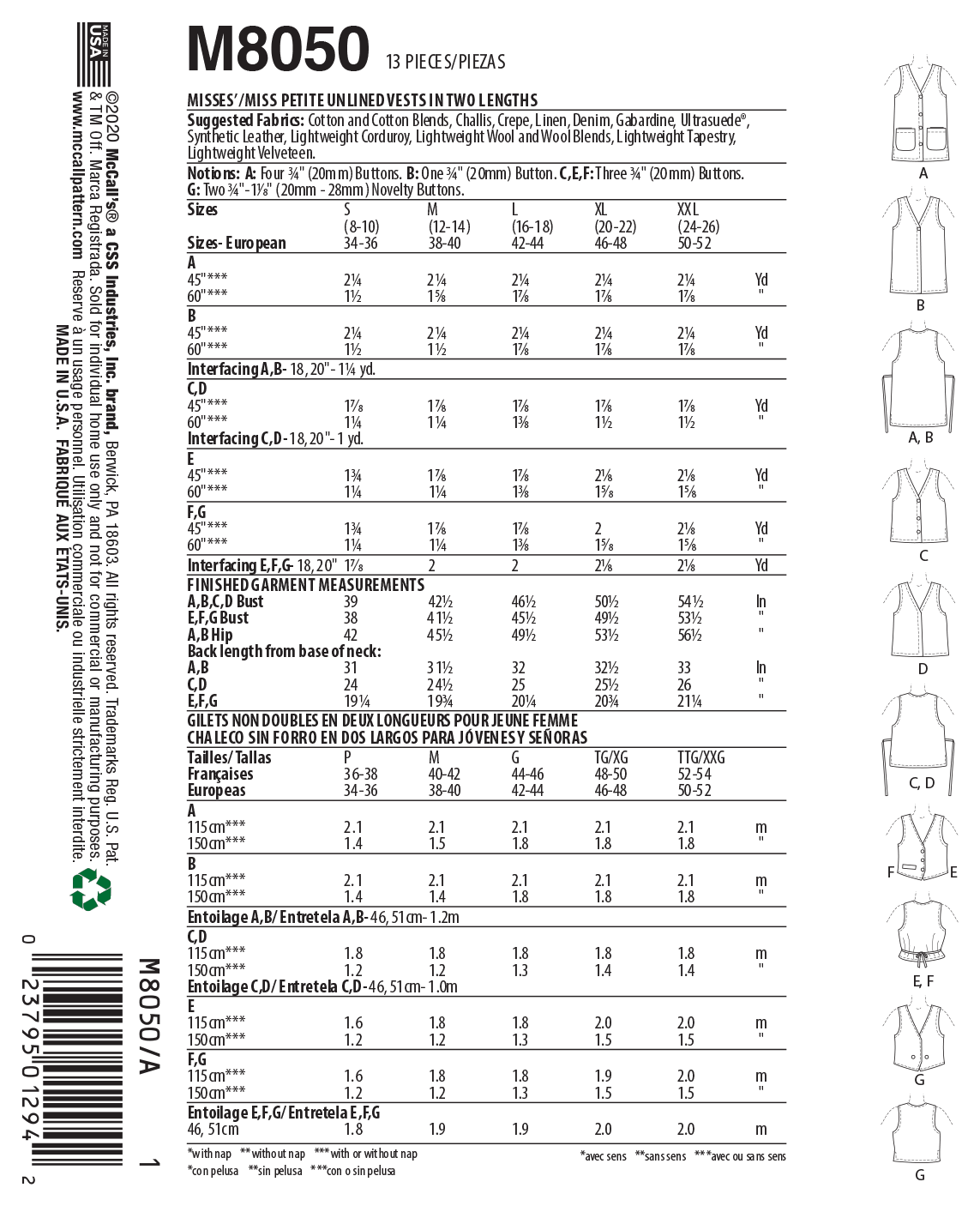 McCalls Vests M8050 - Image 6