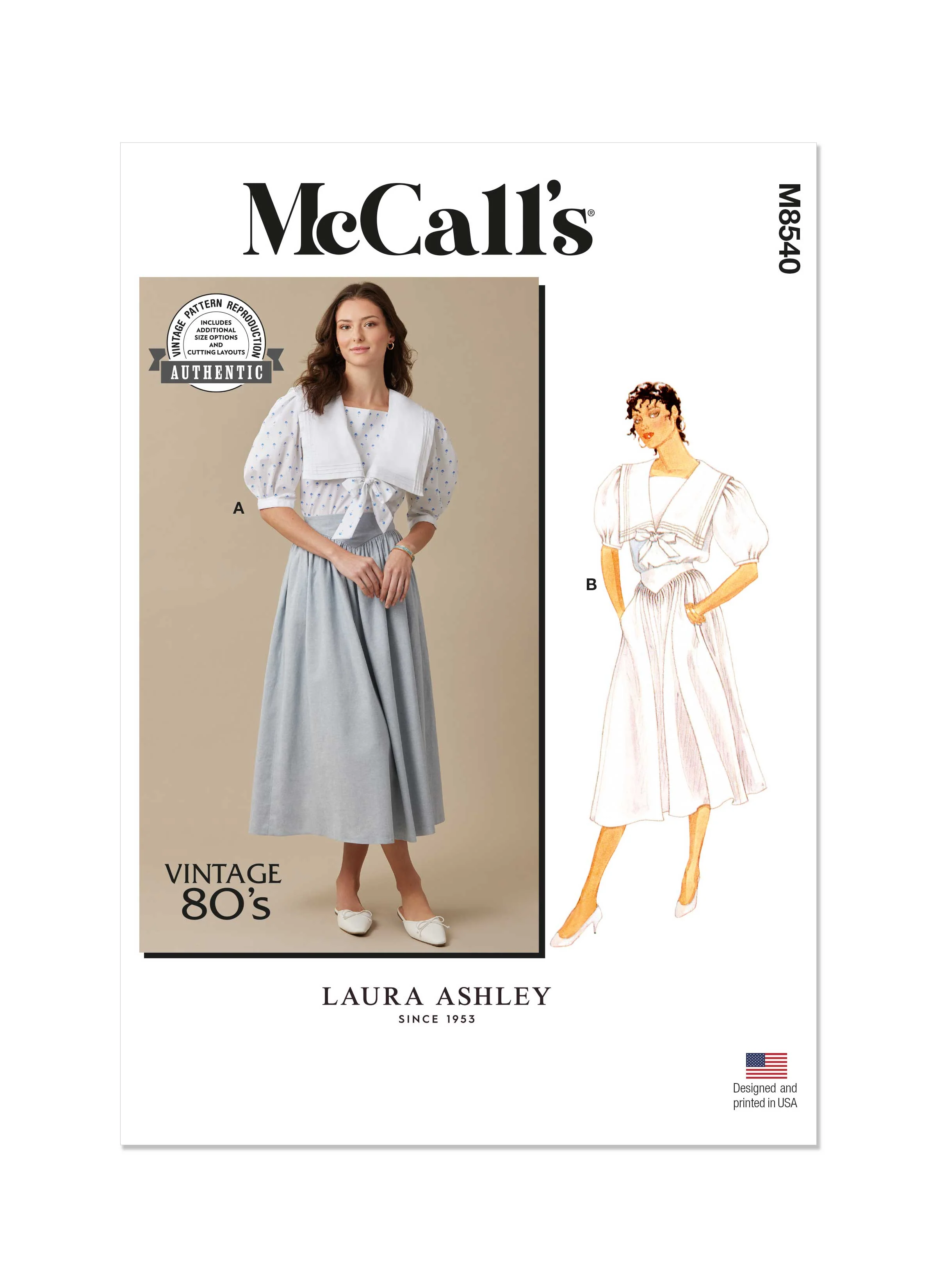 McCalls Vintage Top & Skirt M8540 - Image 2