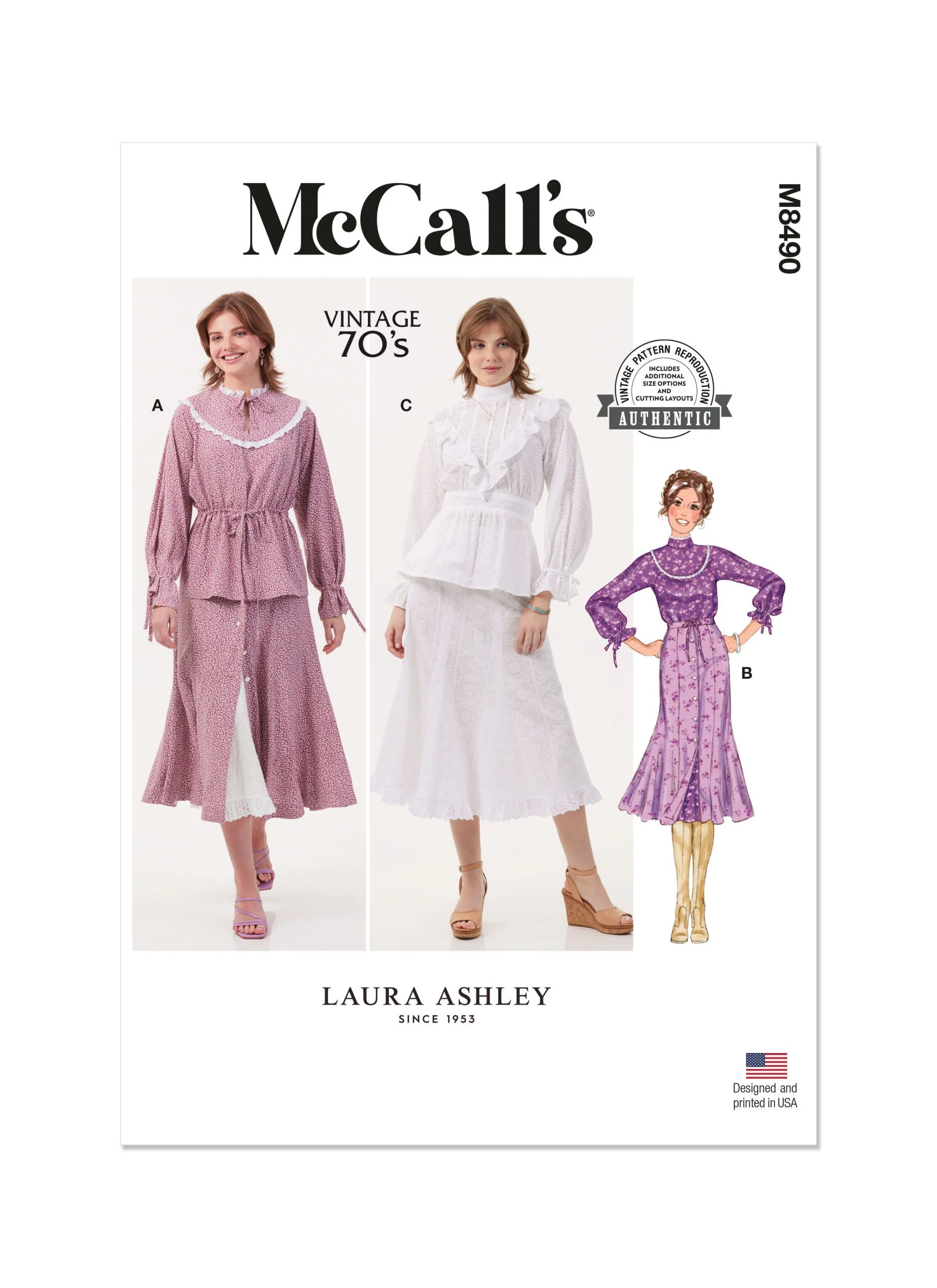 McCalls Vintage Top & Skirt M8490 - Image 2