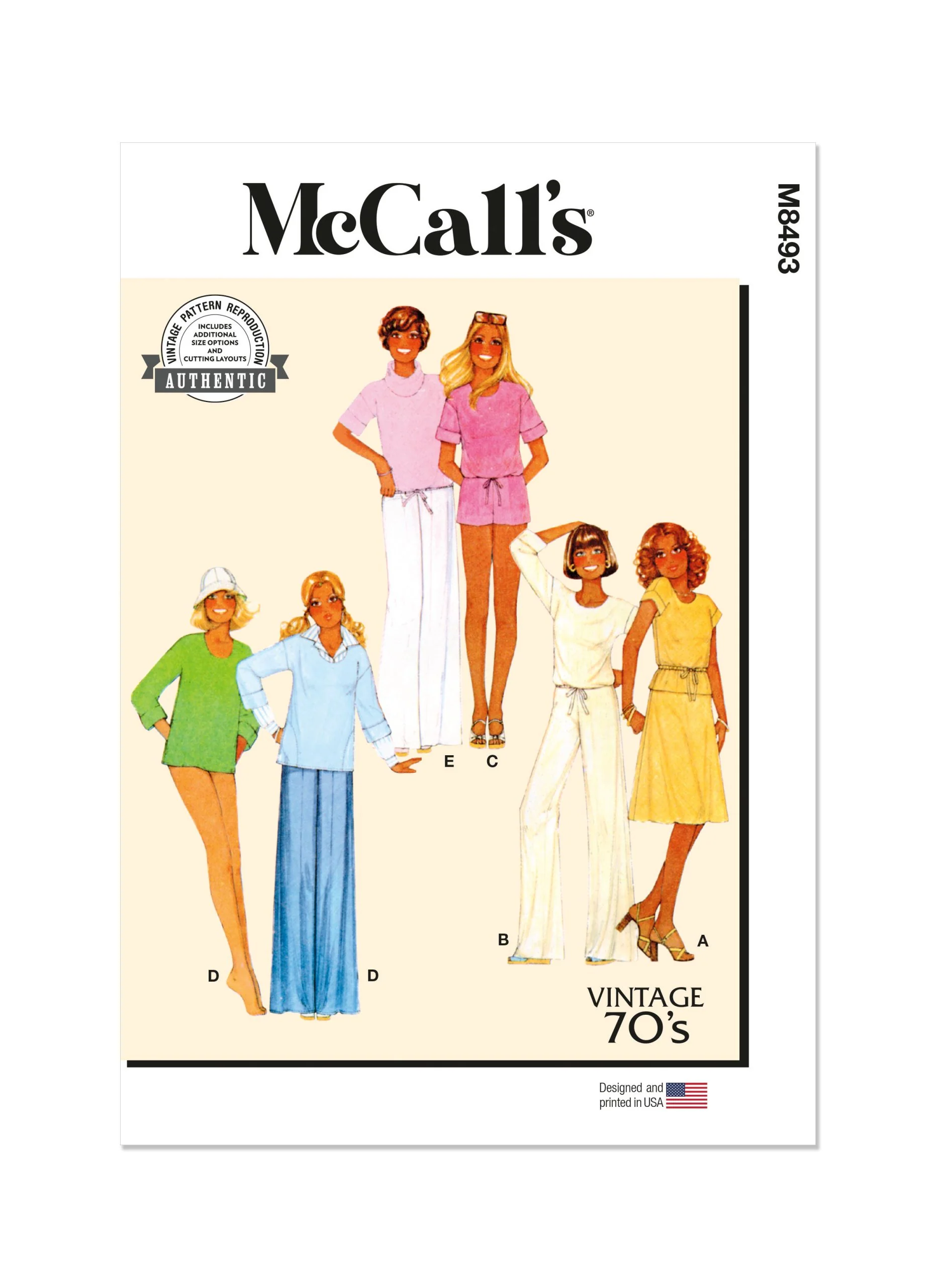 McCalls Vintage Tops, Skirt, Trousers & Shorts M8493 - Image 2