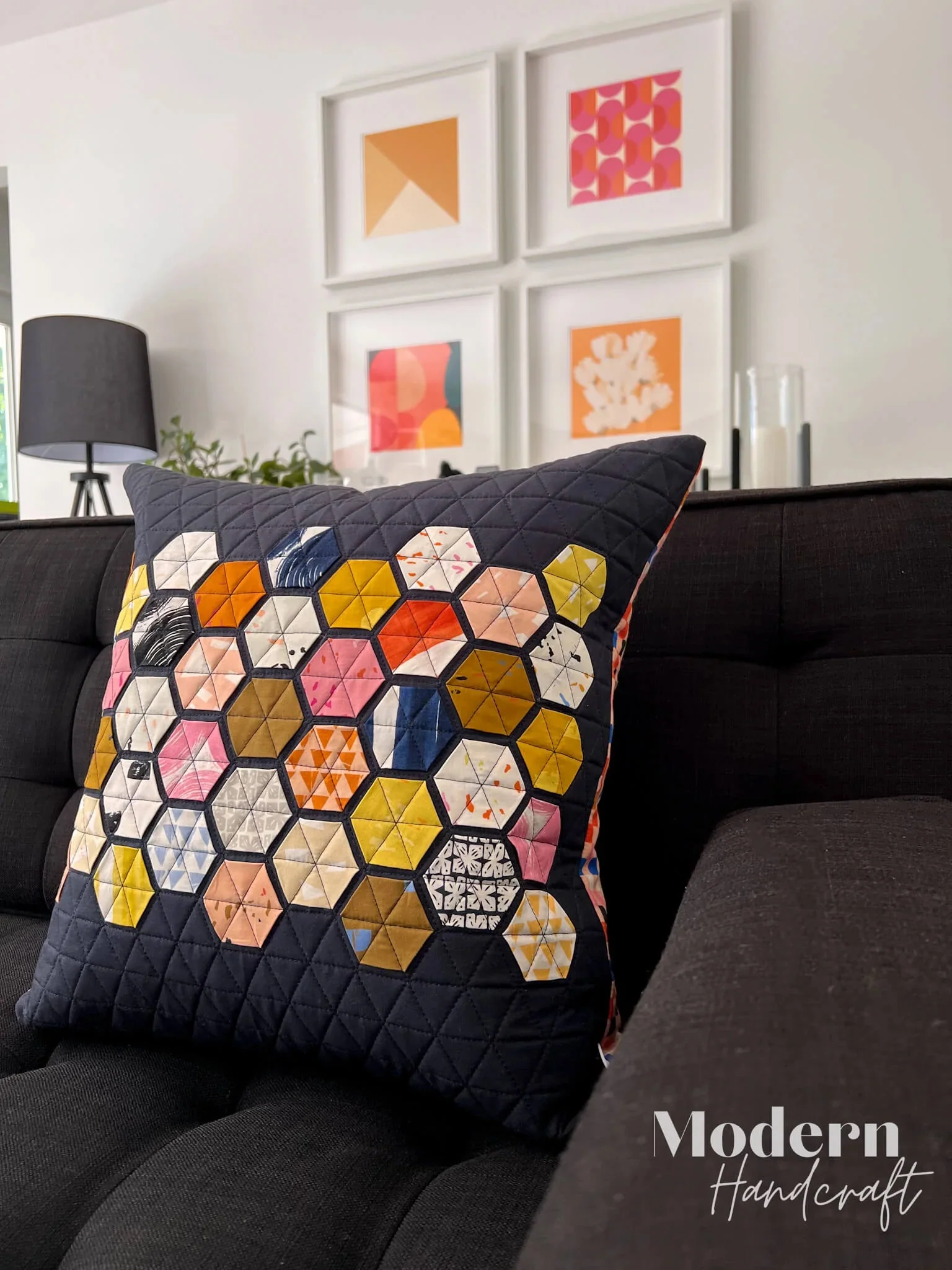 Modern Handcraft Hexie Pillow - Image 4