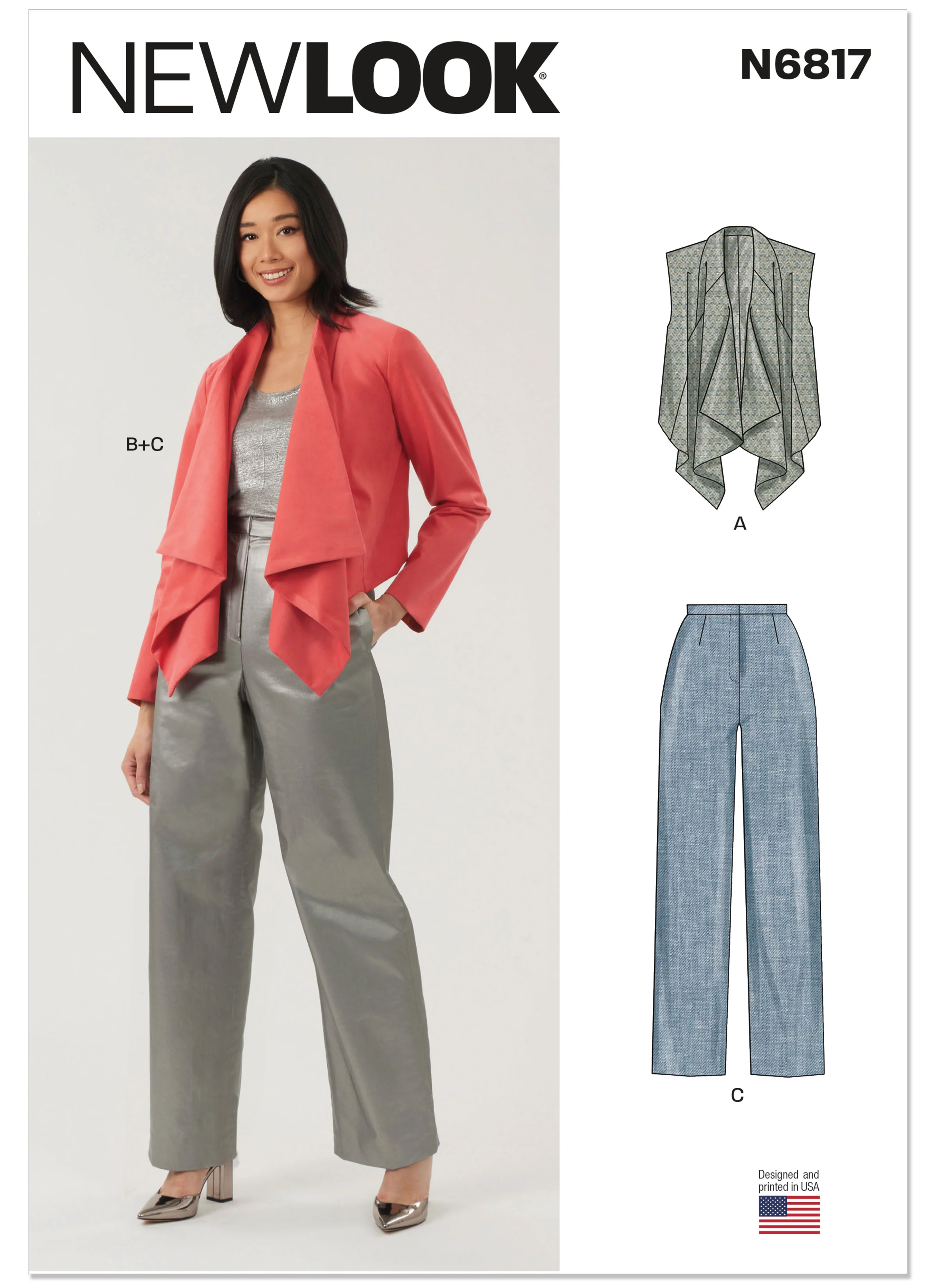 New Look Misses' Draped Front Vest, Jacket and Trousers N6817 - Image 2