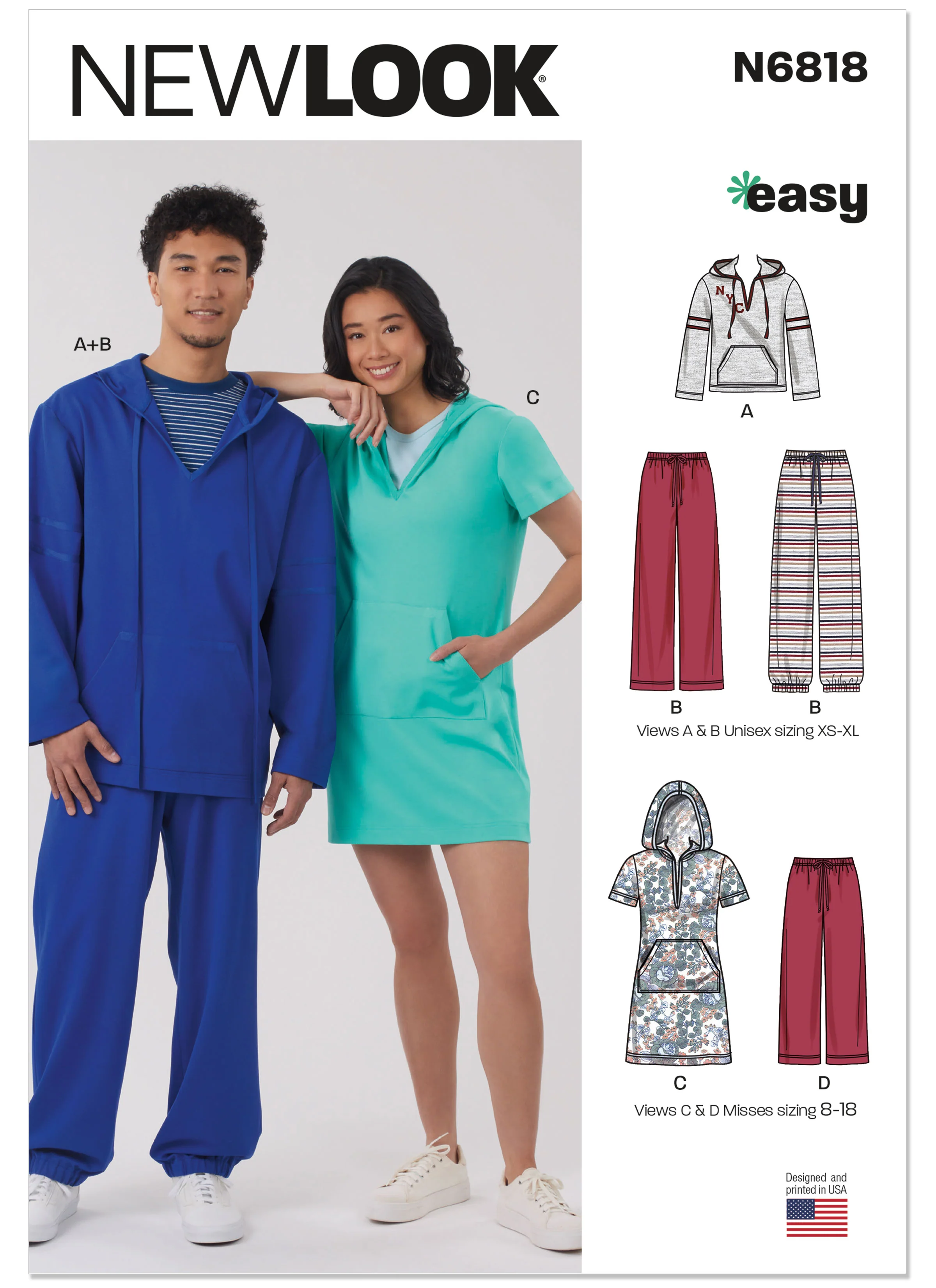 New Look Unisex Knit Hoodie and Trousers and Misses' Knit Dress N6818 - Image 2