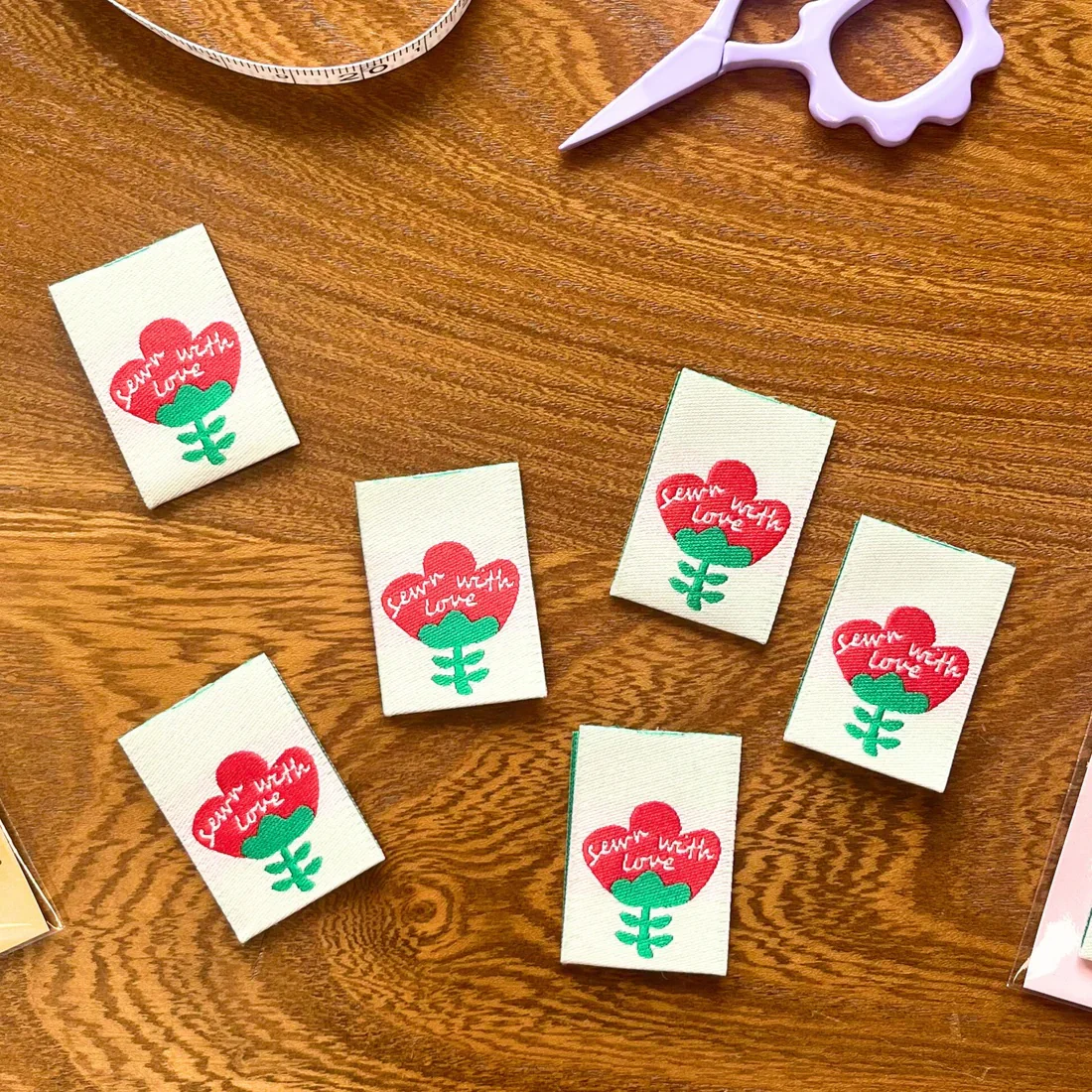 Pattern Paper Scissors 'Sewn with Love' Labels