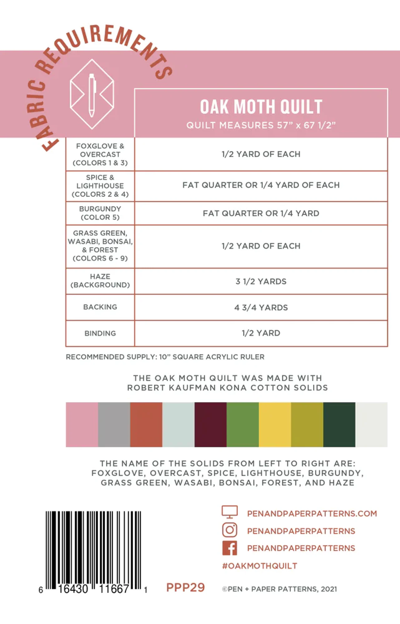 Pen and Paper Patterns Oak Moth Quilt - Image 8
