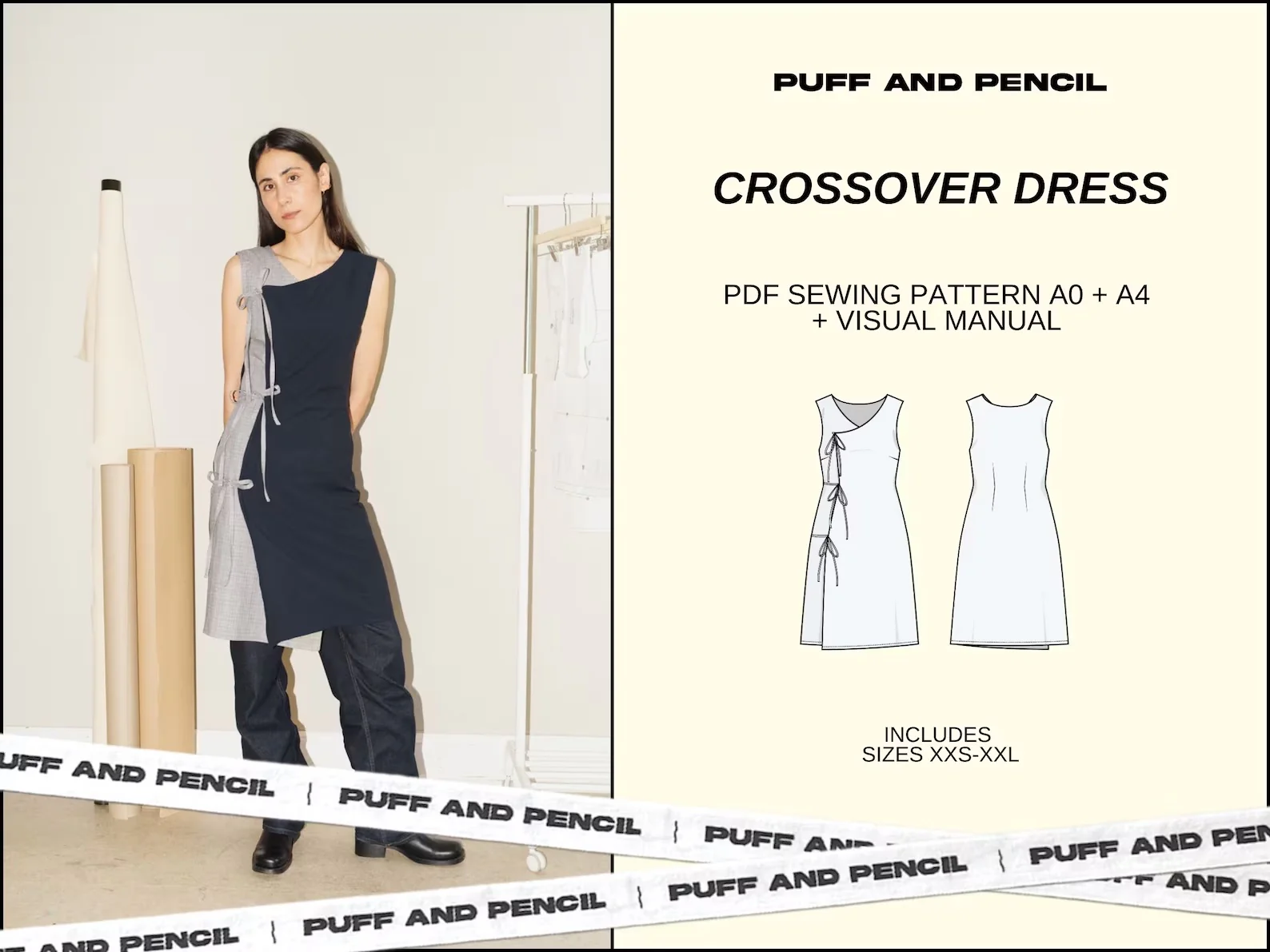 Puff and Pencil Crossover Dress - Image 4