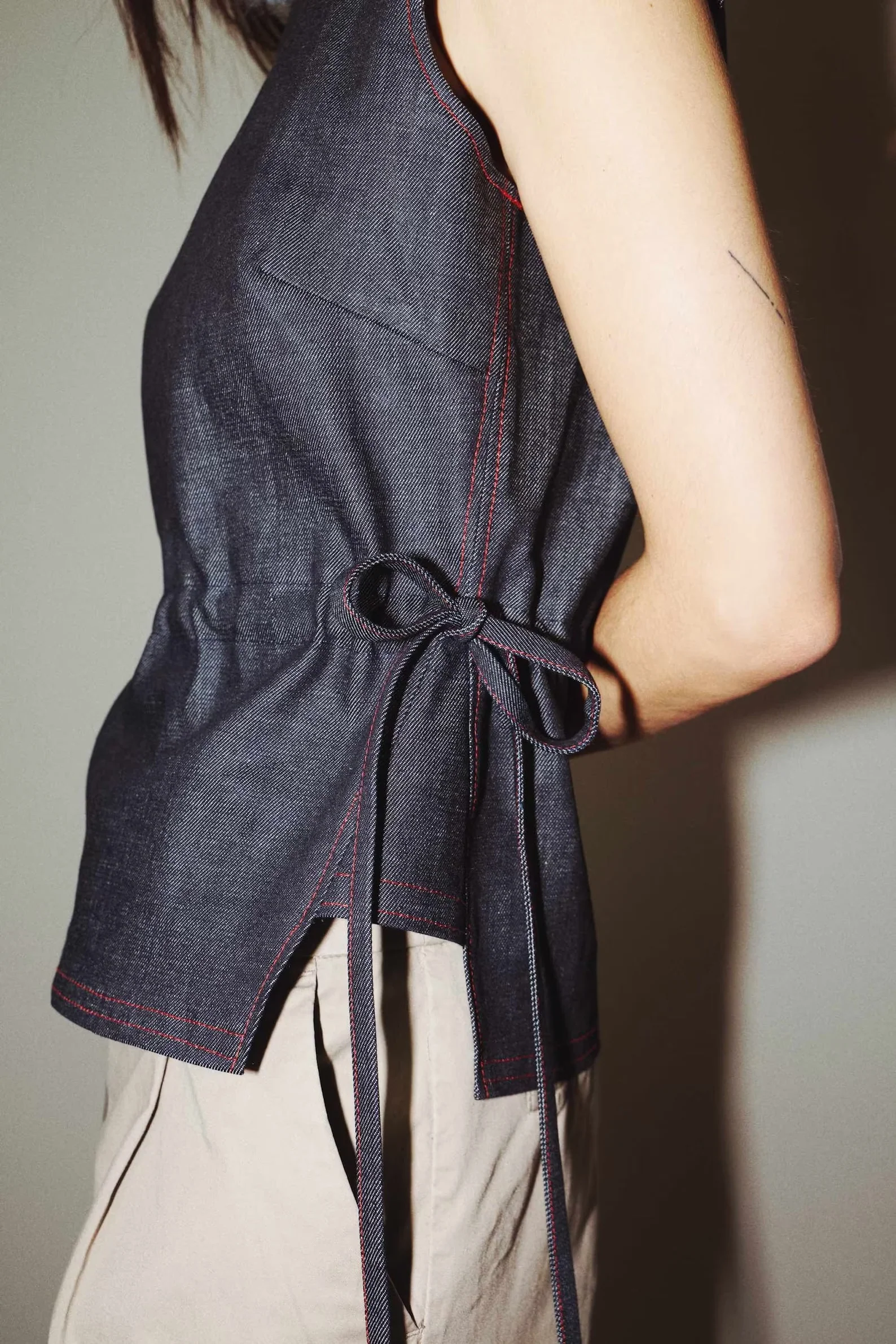 Puff and Pencil Tie Waist Blouse - Image 3