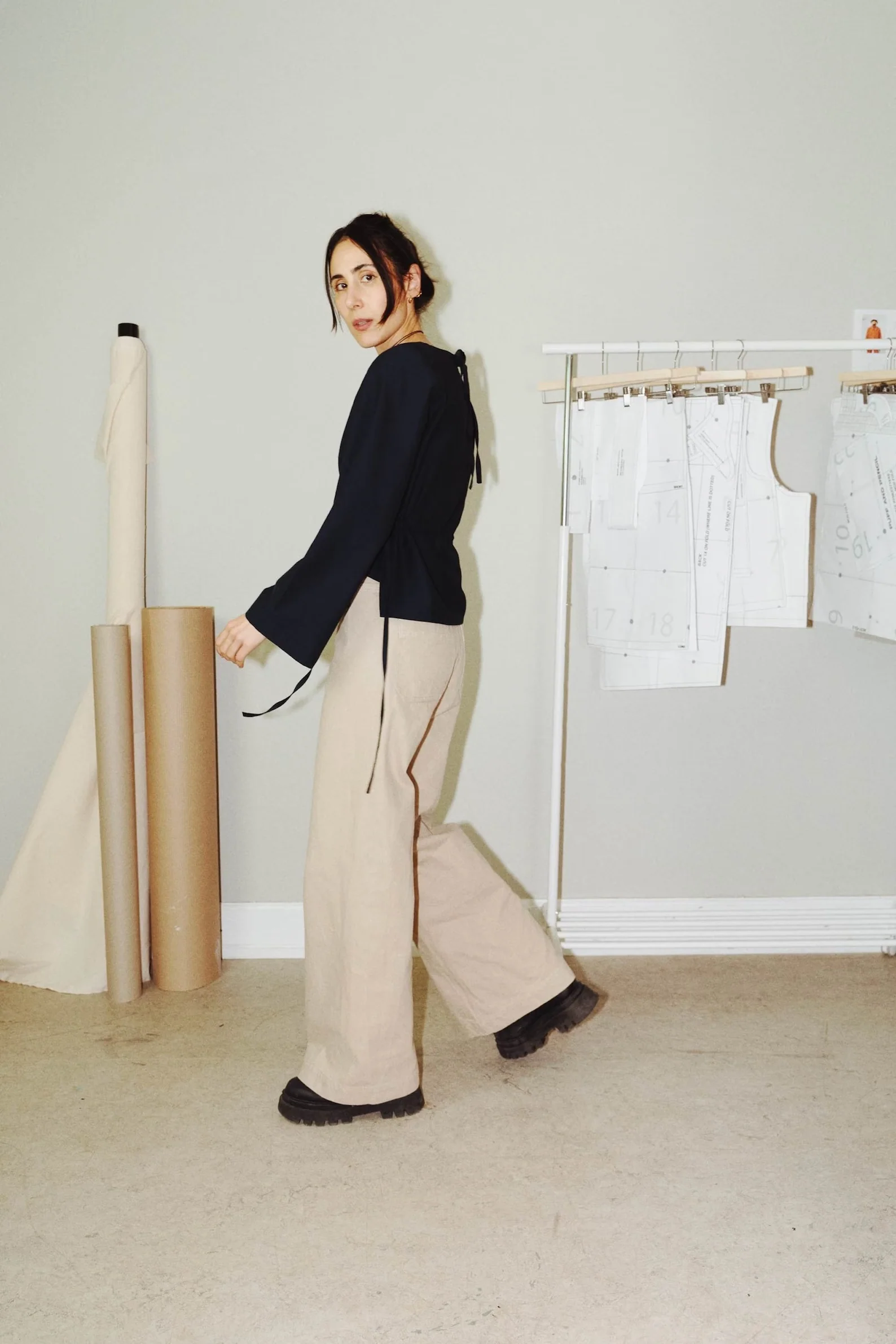 Puff and Pencil Tie Waist Blouse & Cone Sleeve - Image 2