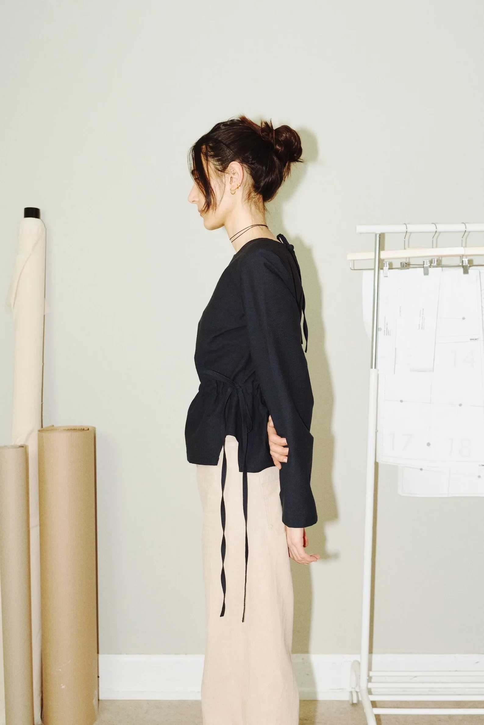 Puff and Pencil Tie Waist Blouse & Cone Sleeve - Image 3