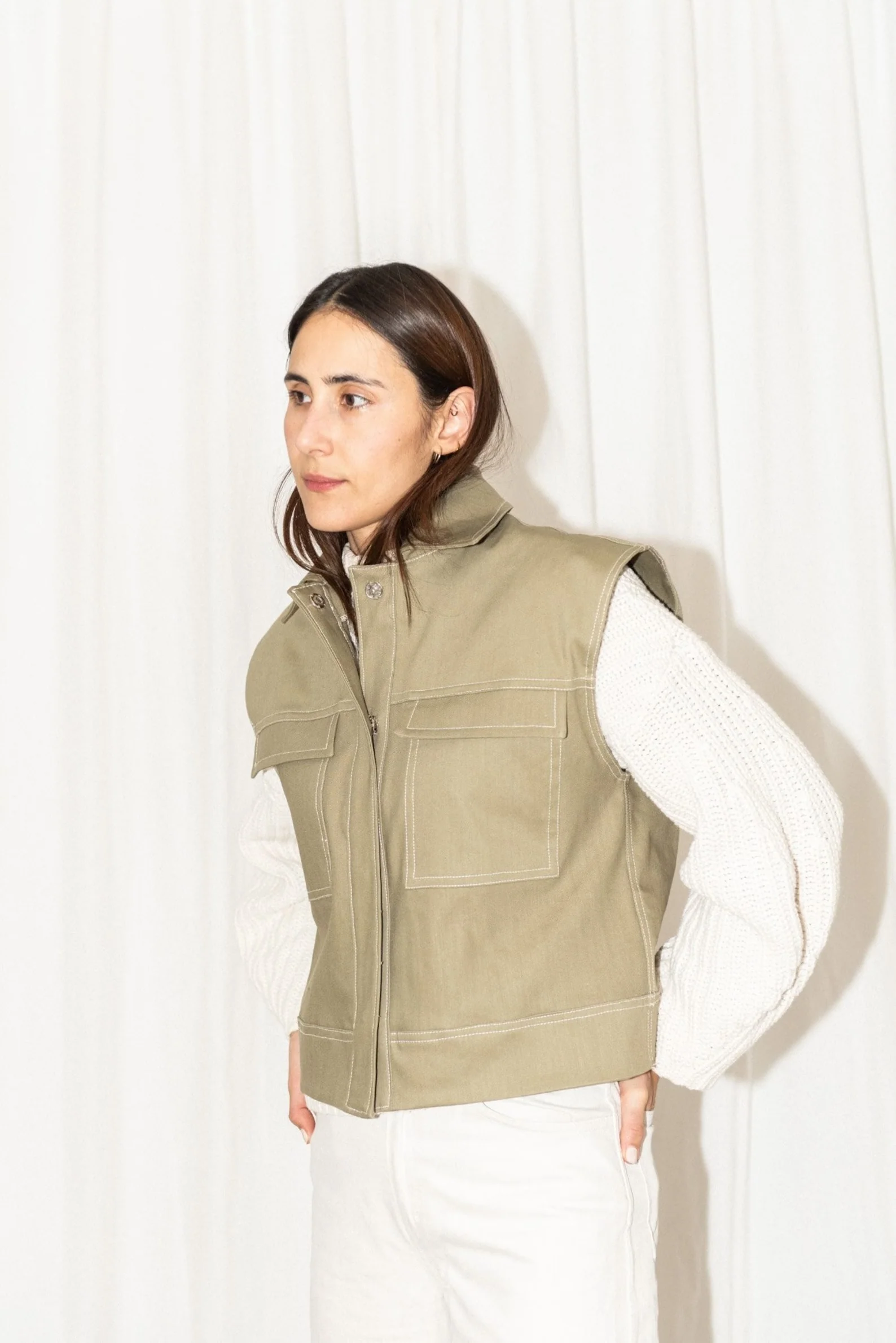 Puff and Pencil Topstitch Vest - Image 2