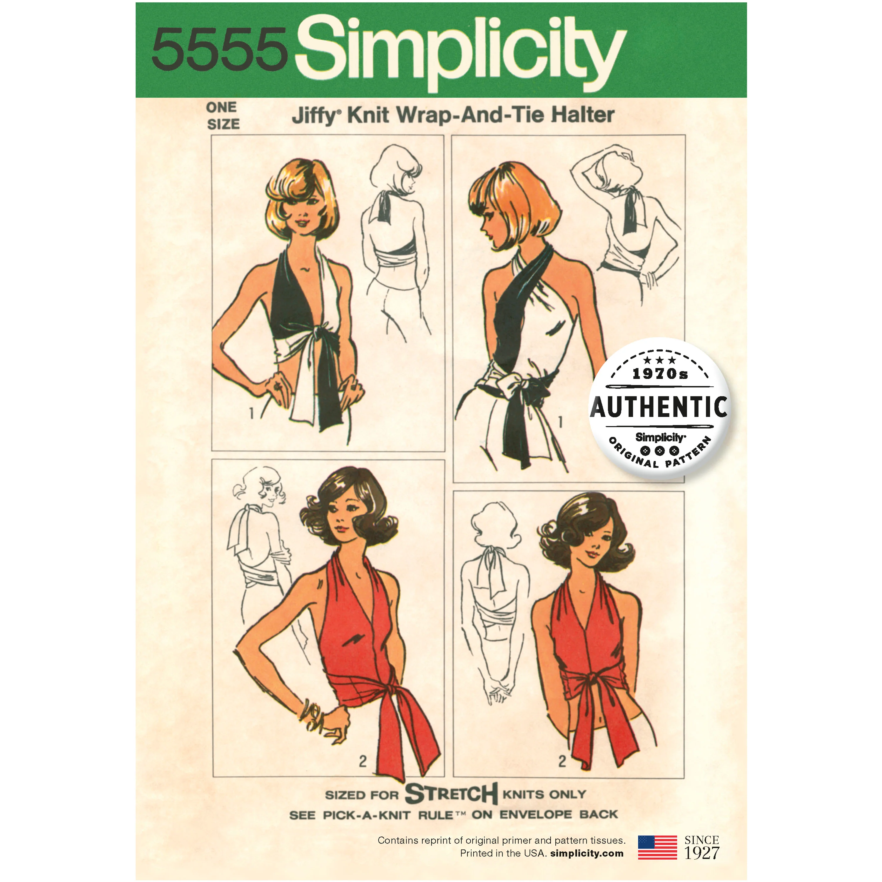 Simplicity 1950's Vintage Wrap and Tie Top S5555 - Image 5