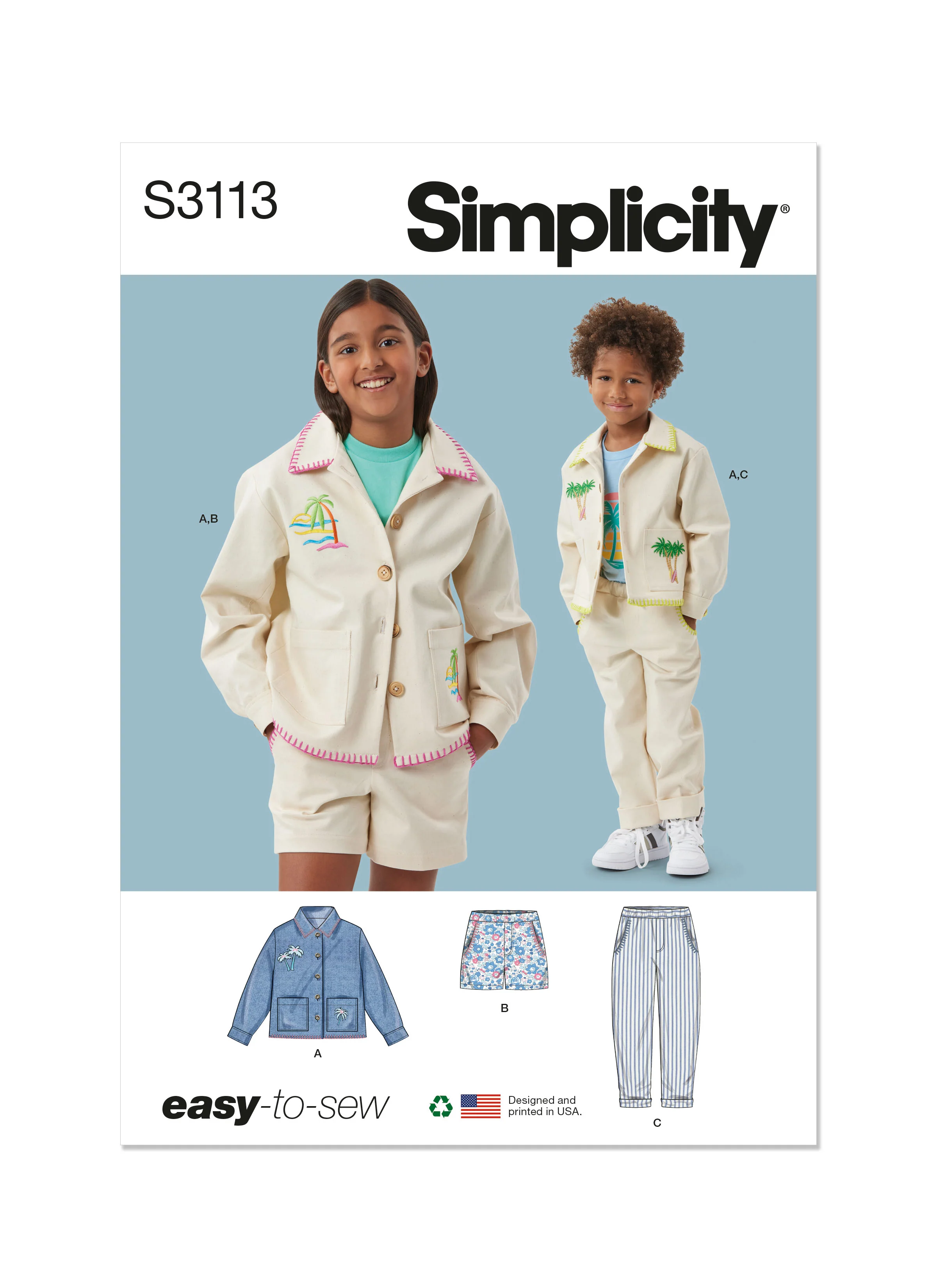 Simplicity Children's Jacket, Shorts and Trousers S3113 - Image 2