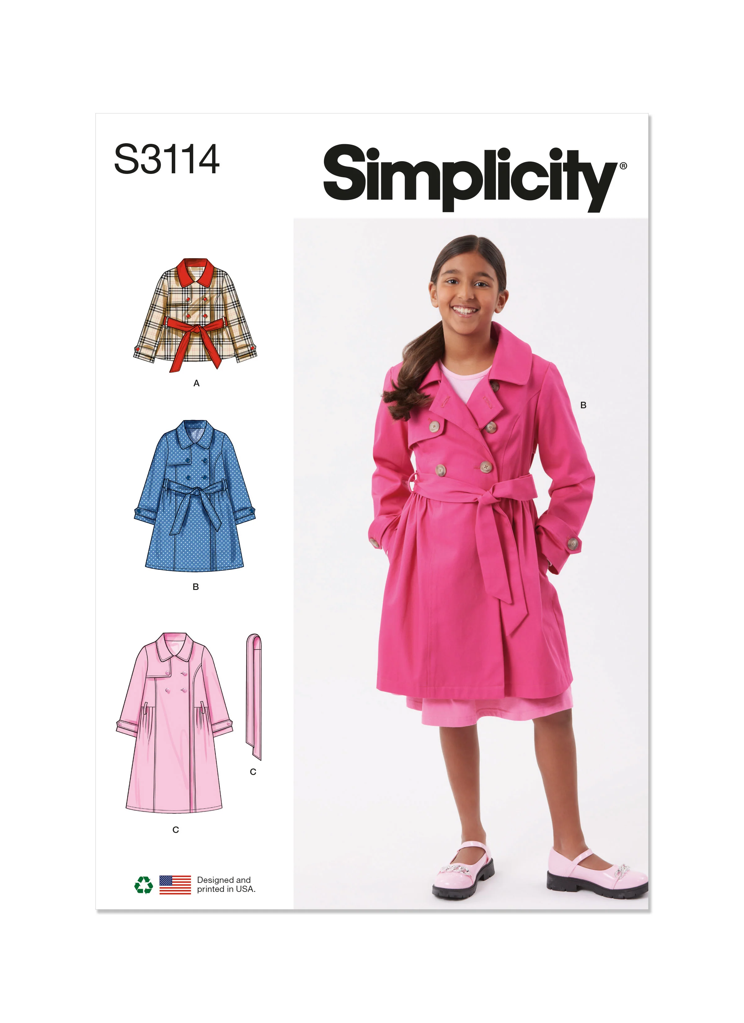 Simplicity Girl's Trench Coat S3114 - Image 2