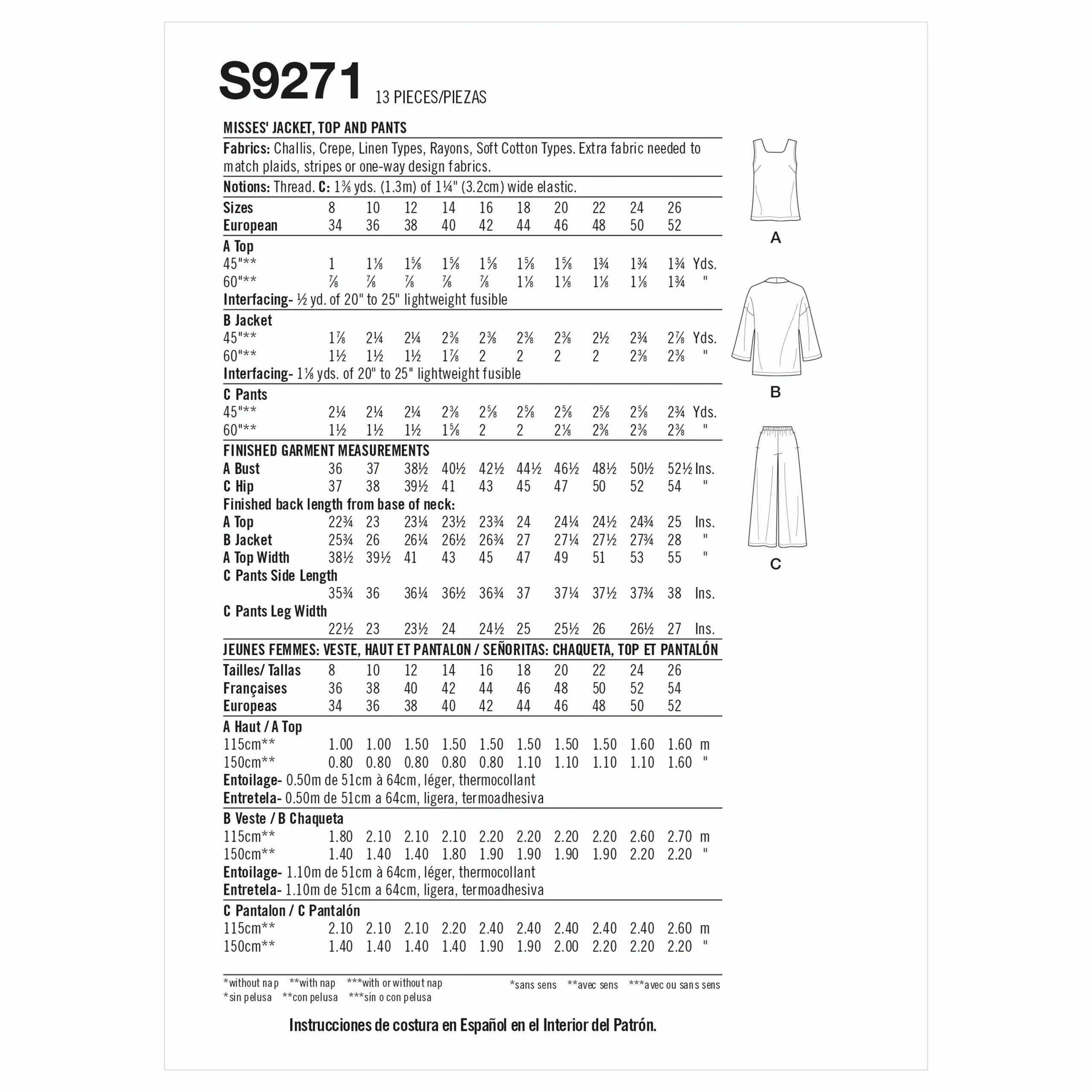 Simplicity Jacket, Top and Trousers S9271 - Image 9