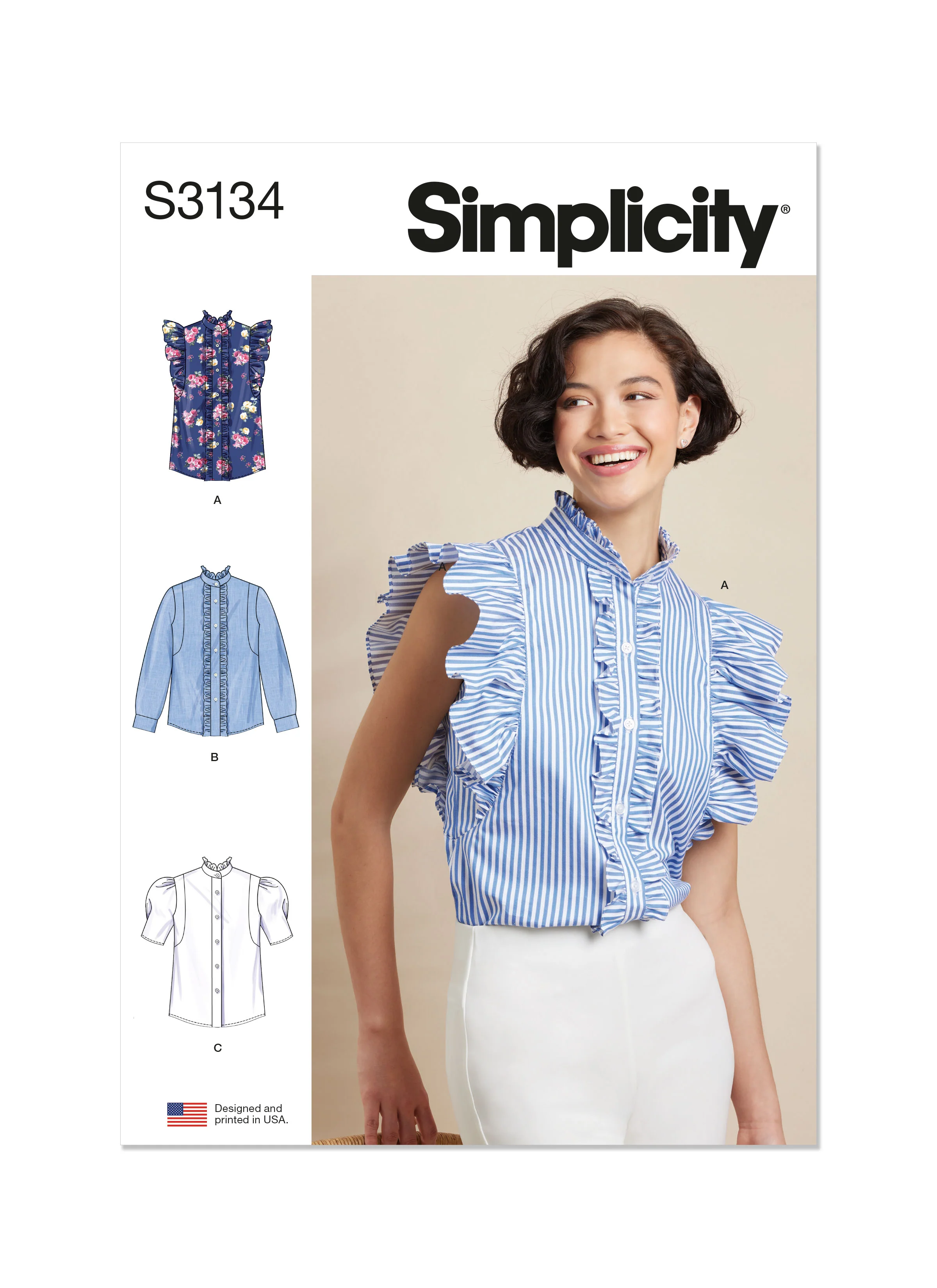 Simplicity Ruffled Button Front Top S3134 - Image 2