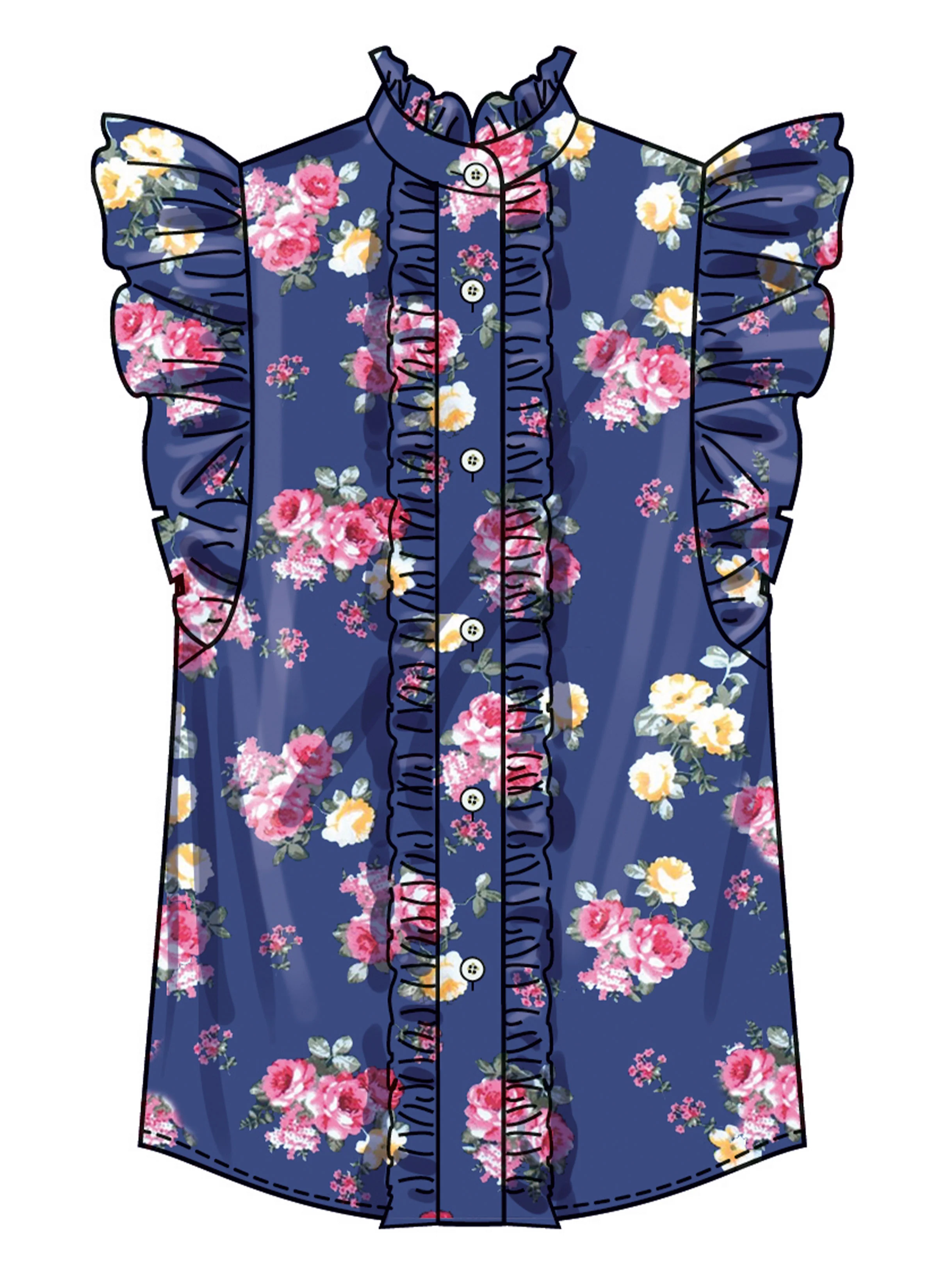 Simplicity Ruffled Button Front Top S3134 - Image 5