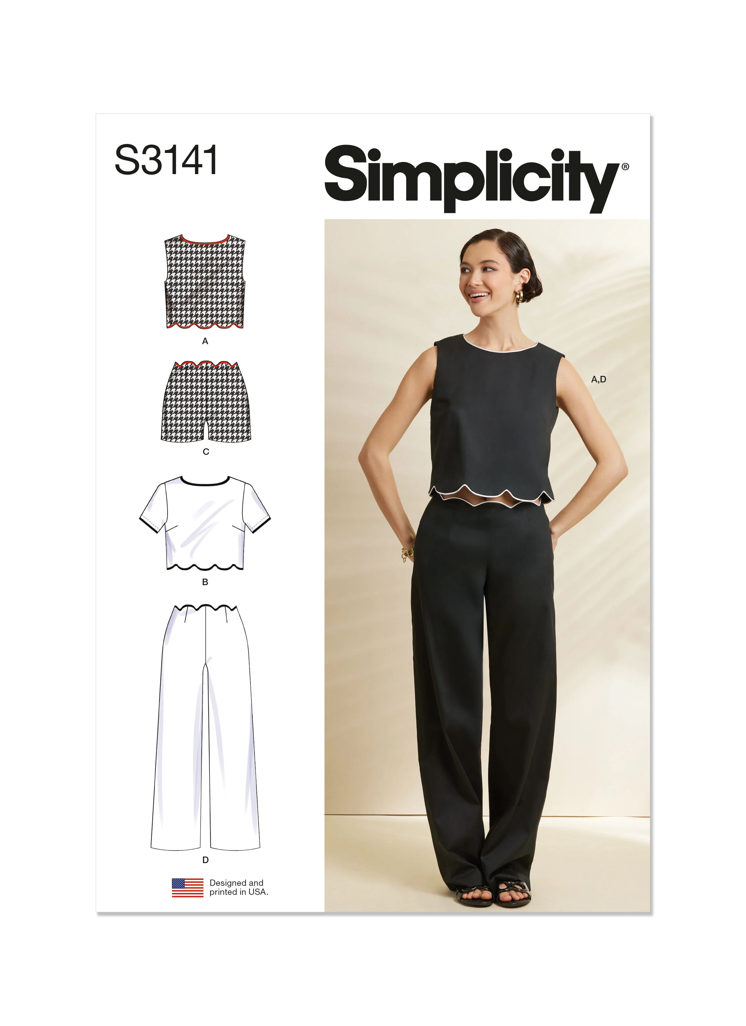 Simplicity Scalloped Tops, Shorts and Trousers S3141 - Image 2