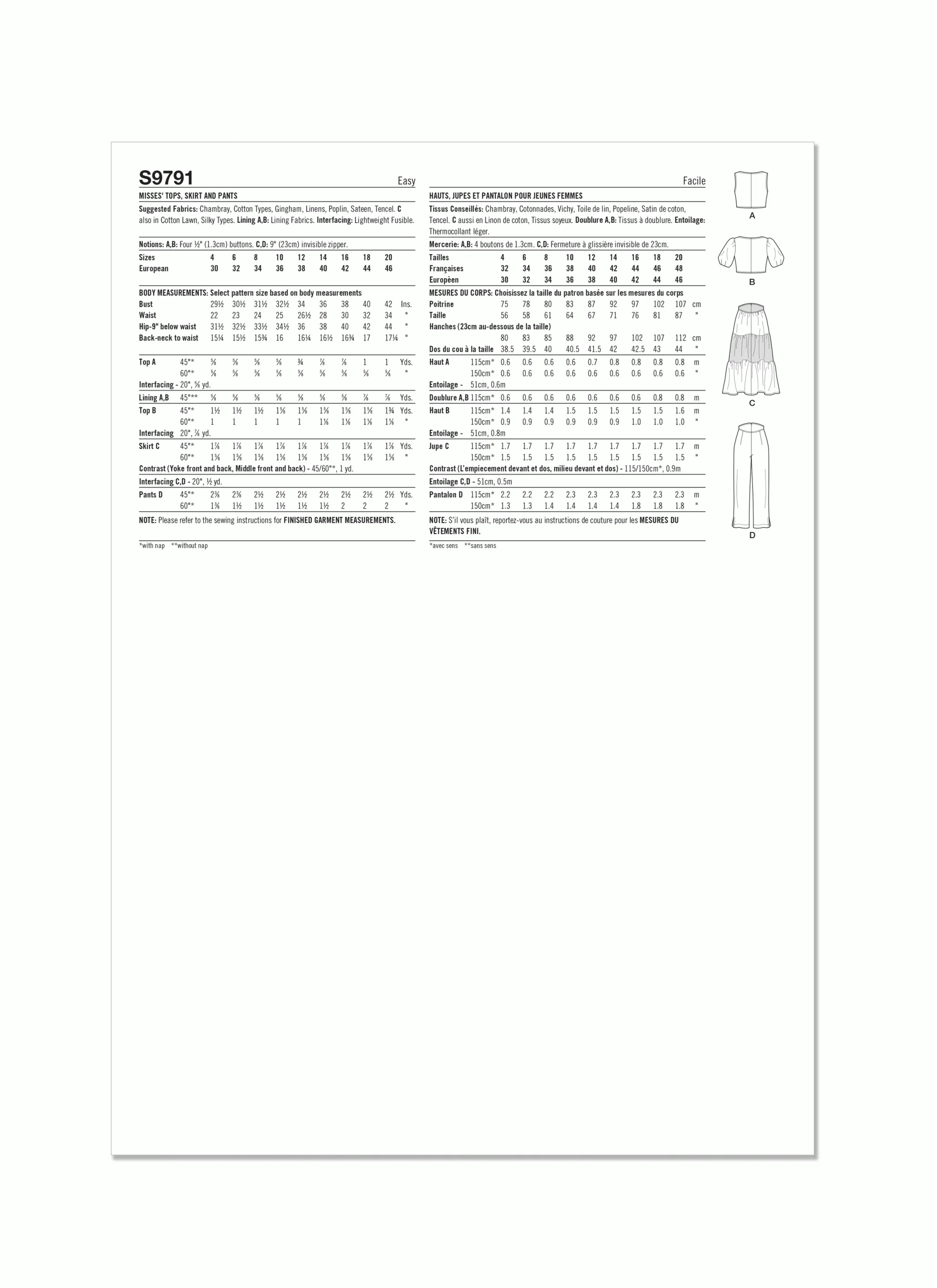Simplicity Top, Skirt & Trousers S9791 - Image 9
