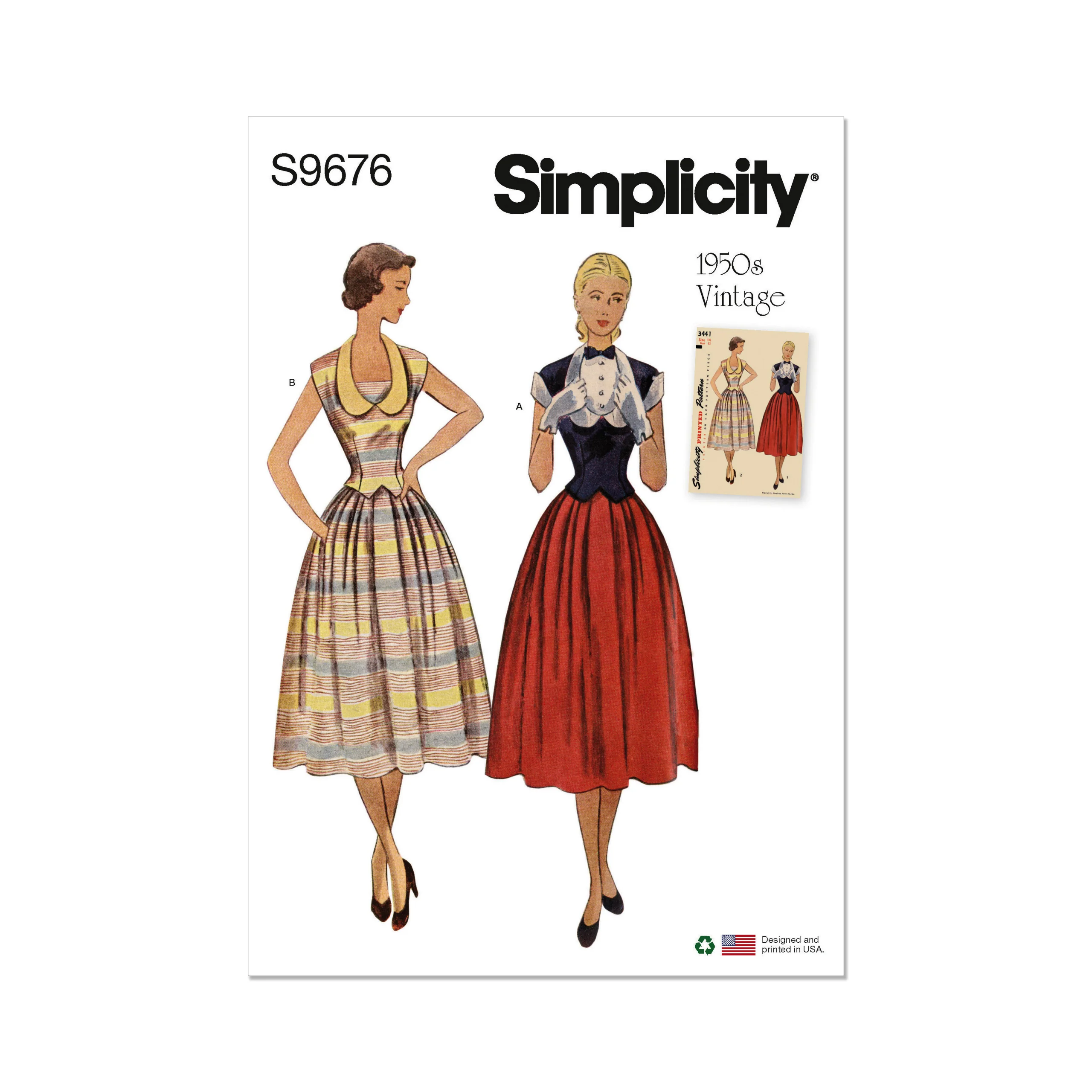 Simplicity Two-Piece Vintage Dress S9676 - Image 2