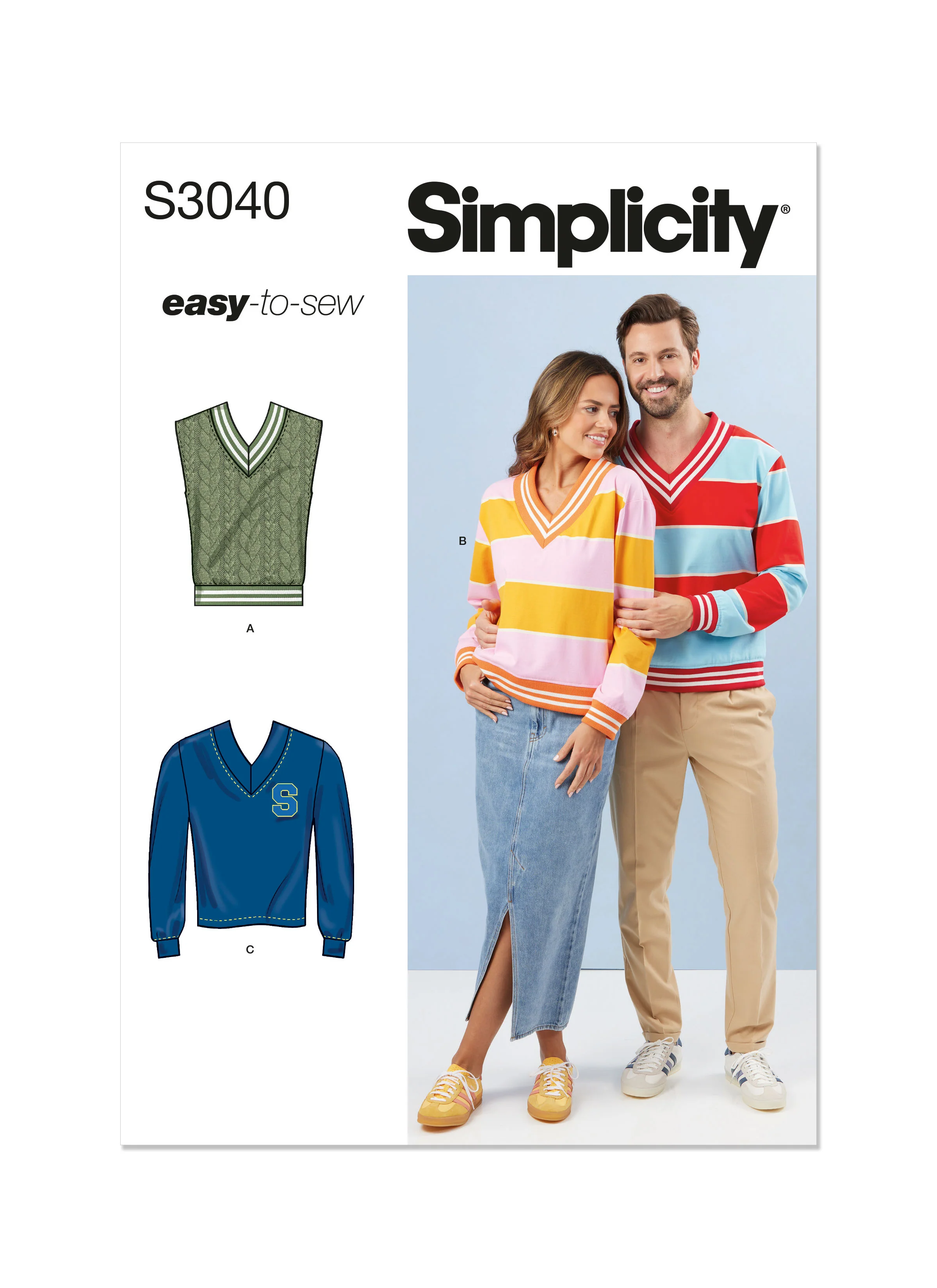 Simplicity Unisex Knit Vest Tops S3040 - Image 2