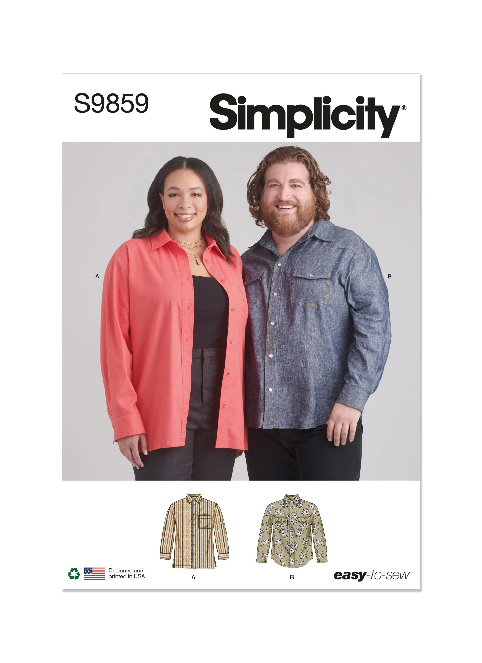 Simplicity Unisex Shirts S9859 - Image 2