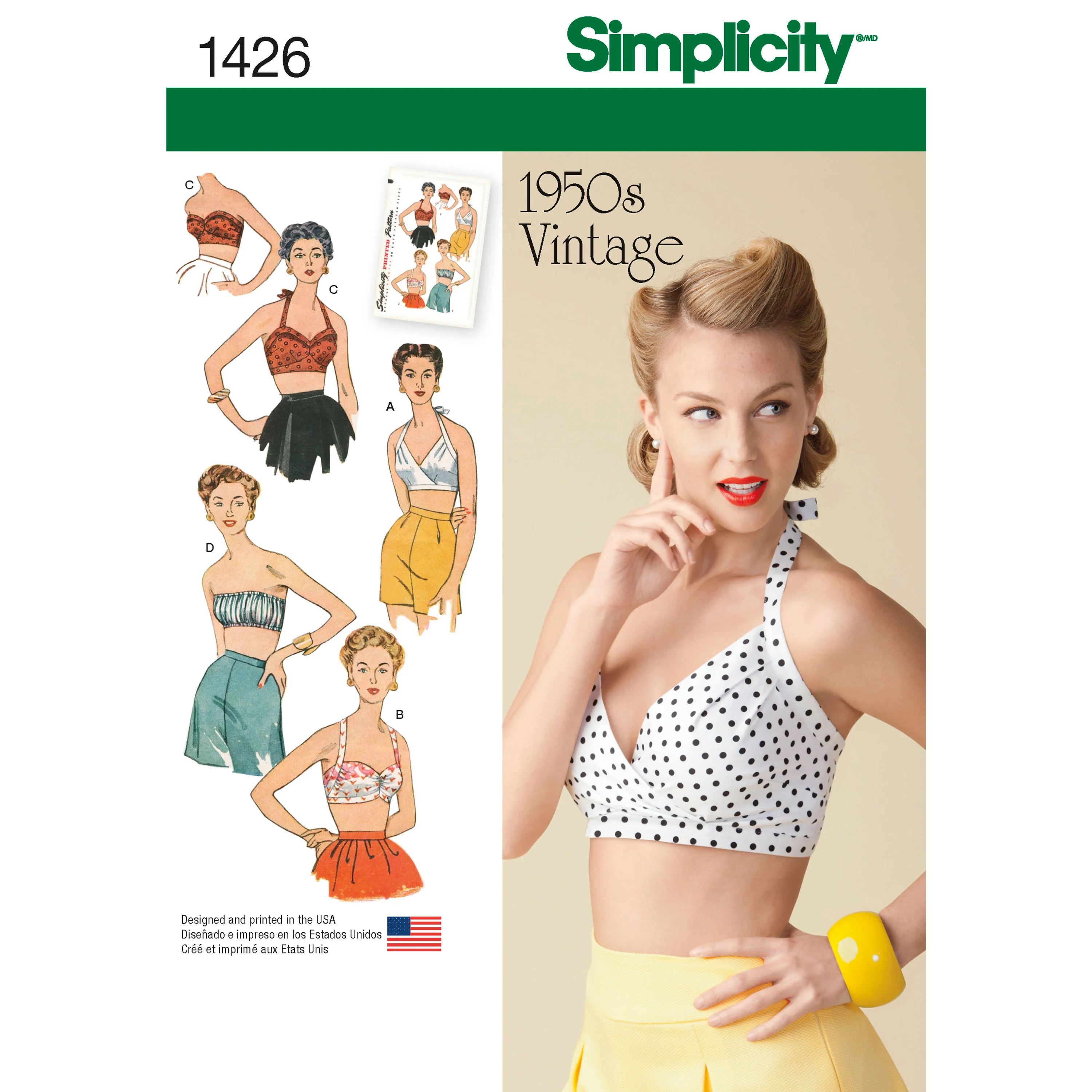 Simplicity Vintage 1950's Bra Tops S1426 - Image 2