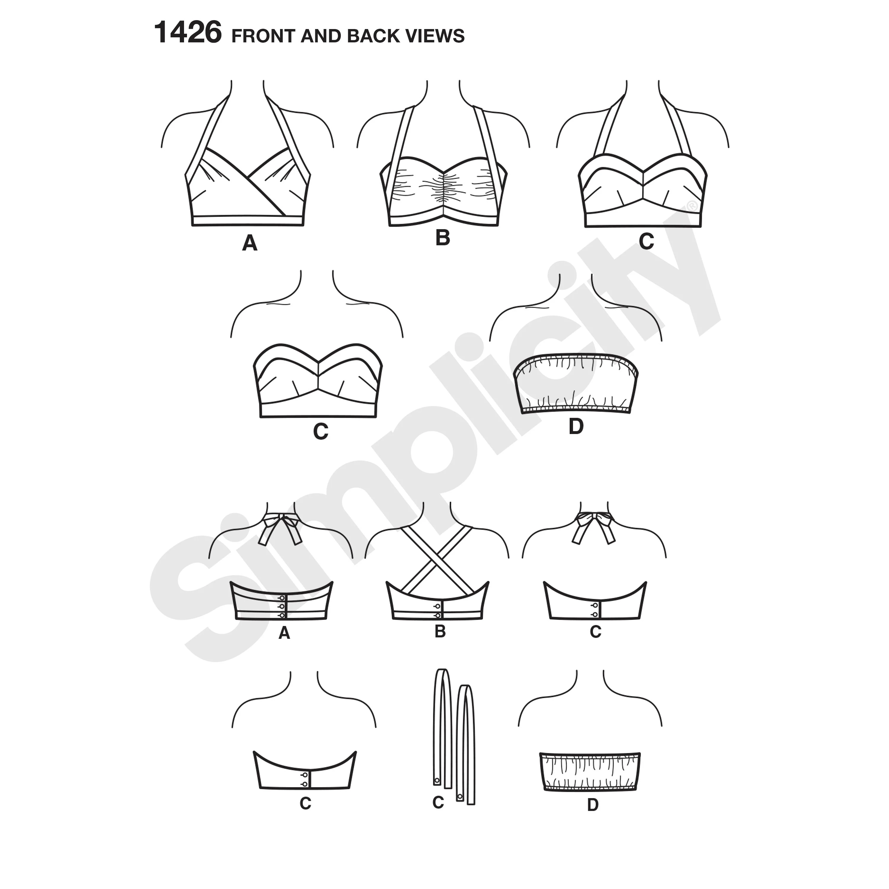 Simplicity Vintage 1950's Bra Tops S1426 - Image 7